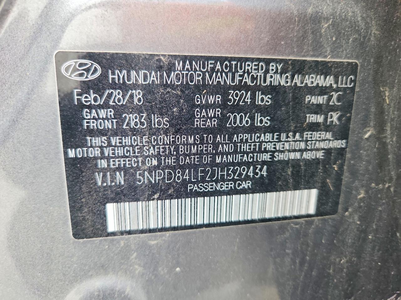 2018 Hyundai Elantra Sel Gray vin: 5NPD84LF2JH329434
