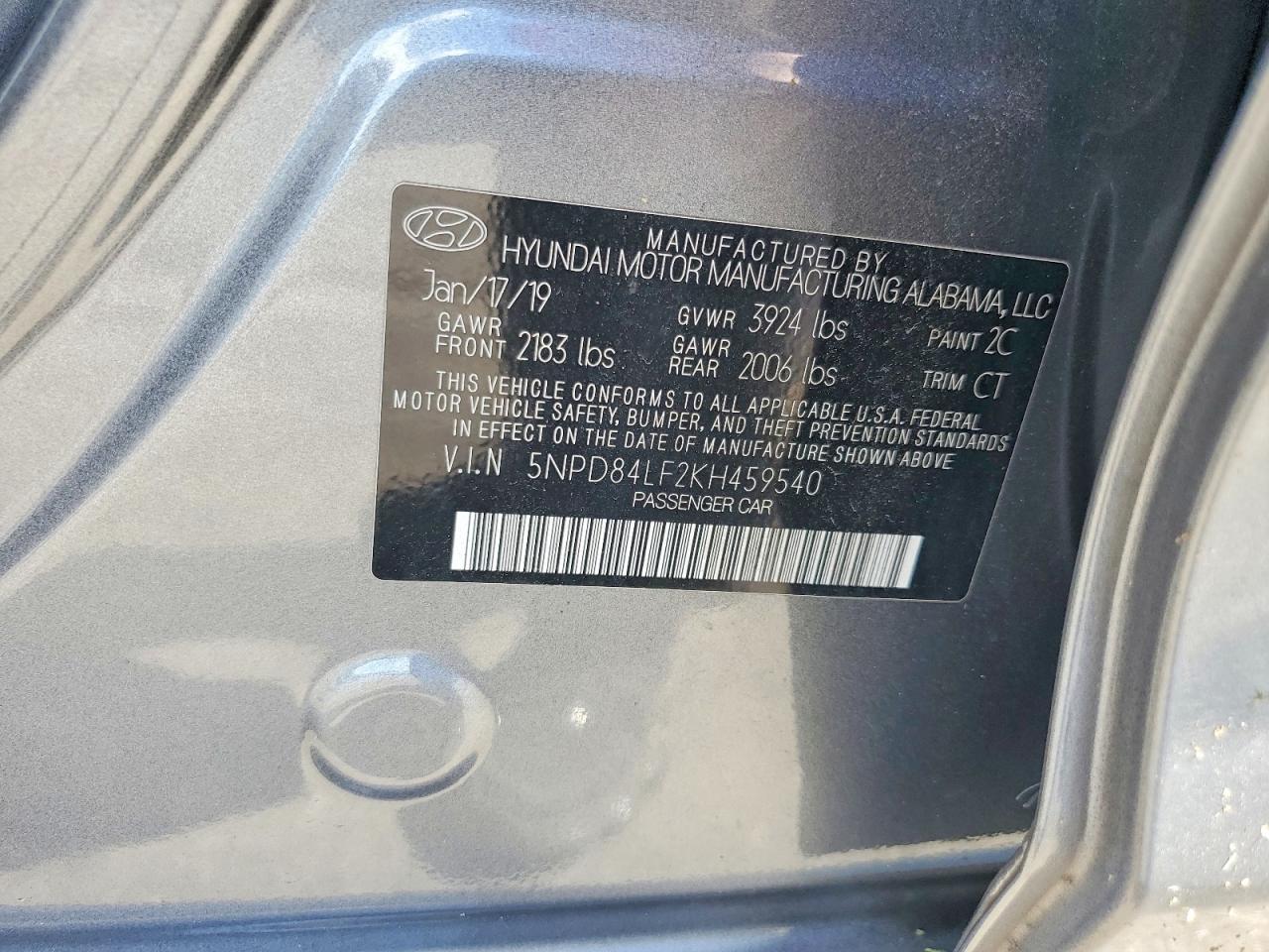 2019 Hyundai Elantra Value Edition Gray vin: 5NPD84LF2KH459540