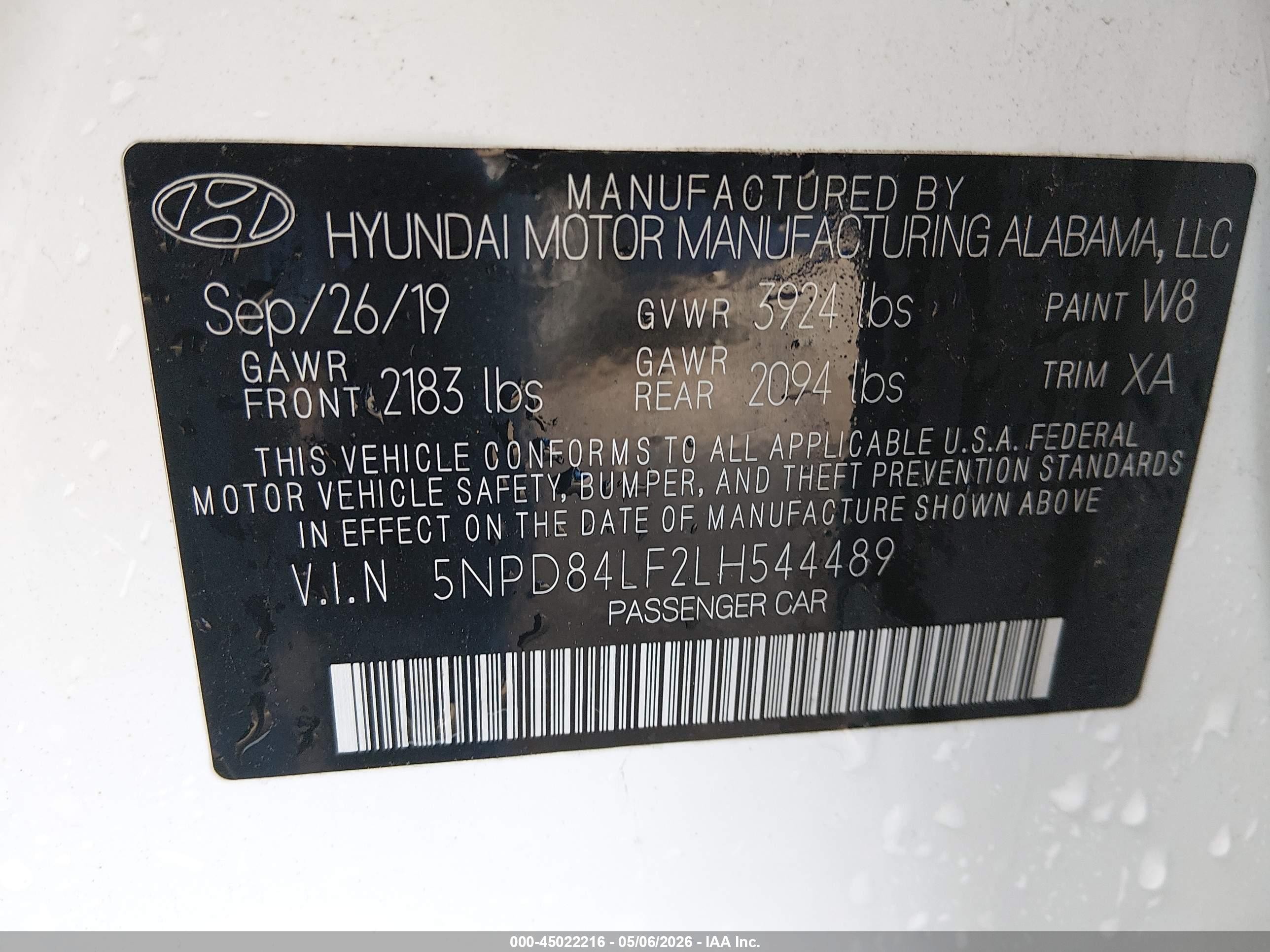 2020 Hyundai Elantra Sel White vin: 5NPD84LF2LH544489