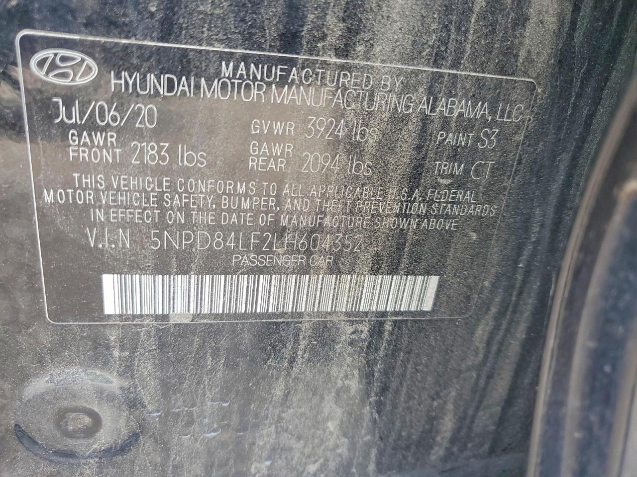 2020 Hyundai Elantra Sel Black vin: 5NPD84LF2LH604352