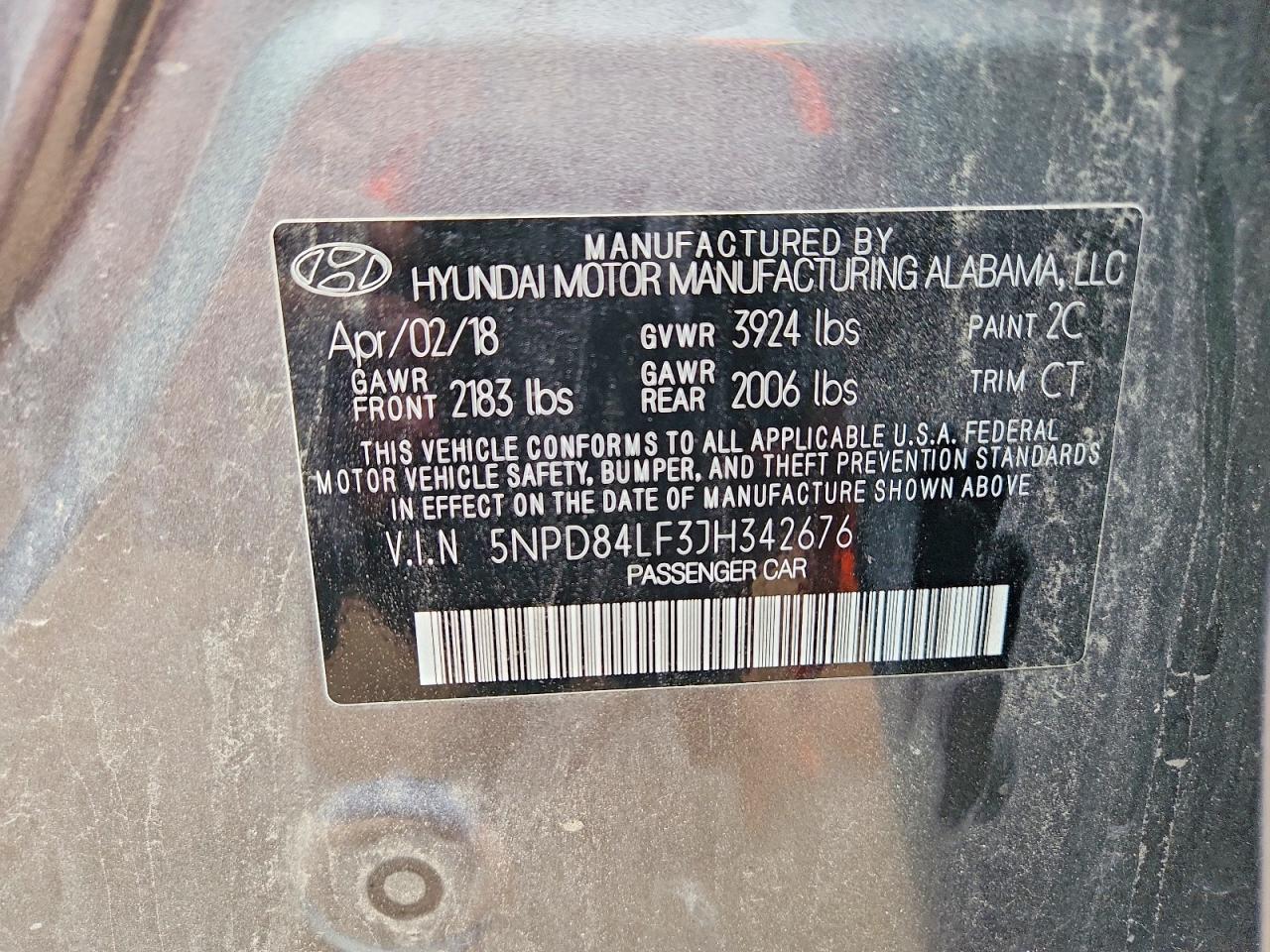 2018 Hyundai Elantra Sel Серый vin: 5NPD84LF3JH342676