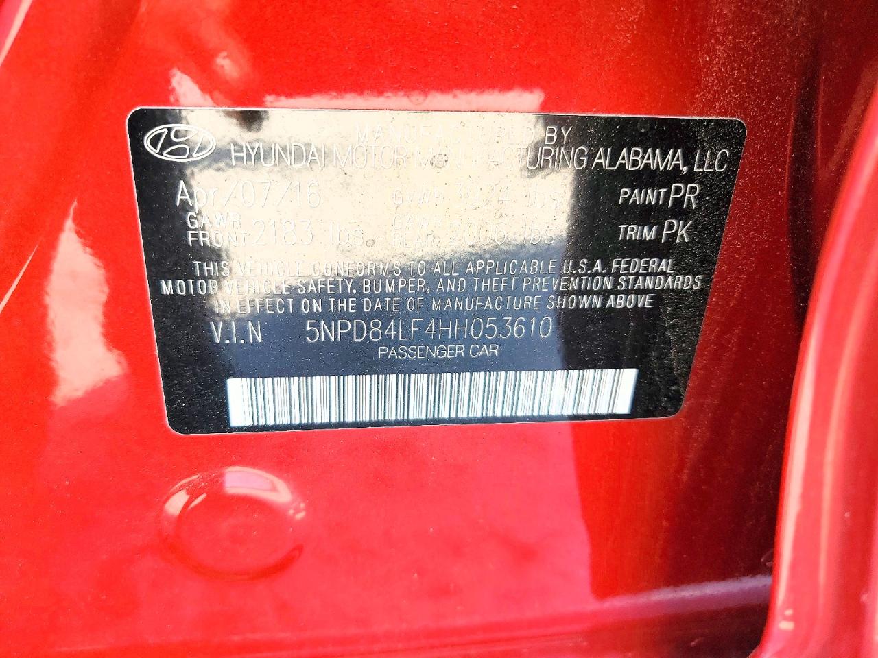 2017 Hyundai Elantra Se Red vin: 5NPD84LF4HH053610