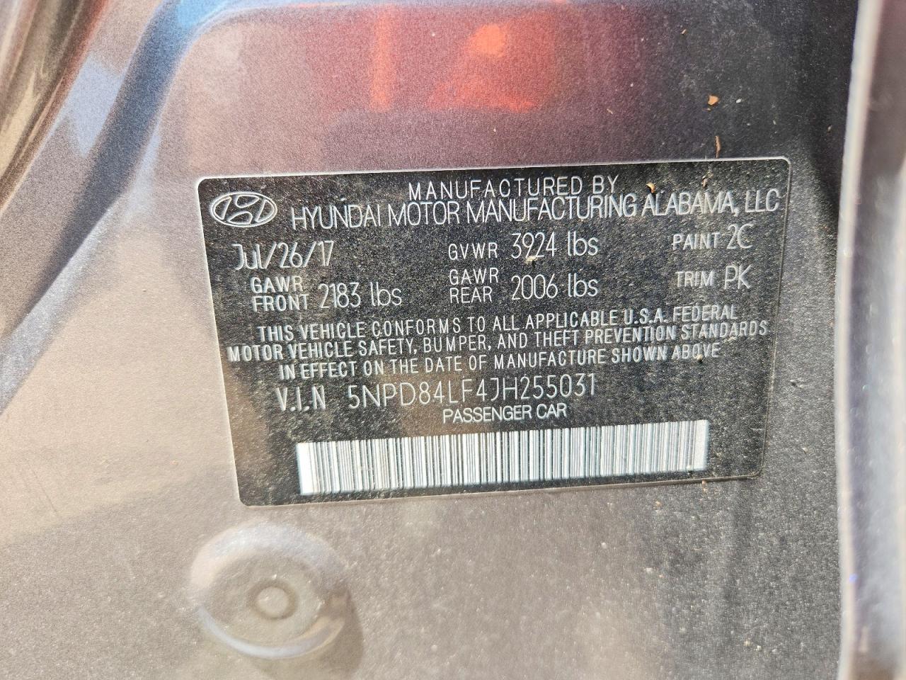 2018 Hyundai Elantra Sel Gray vin: 5NPD84LF4JH255031