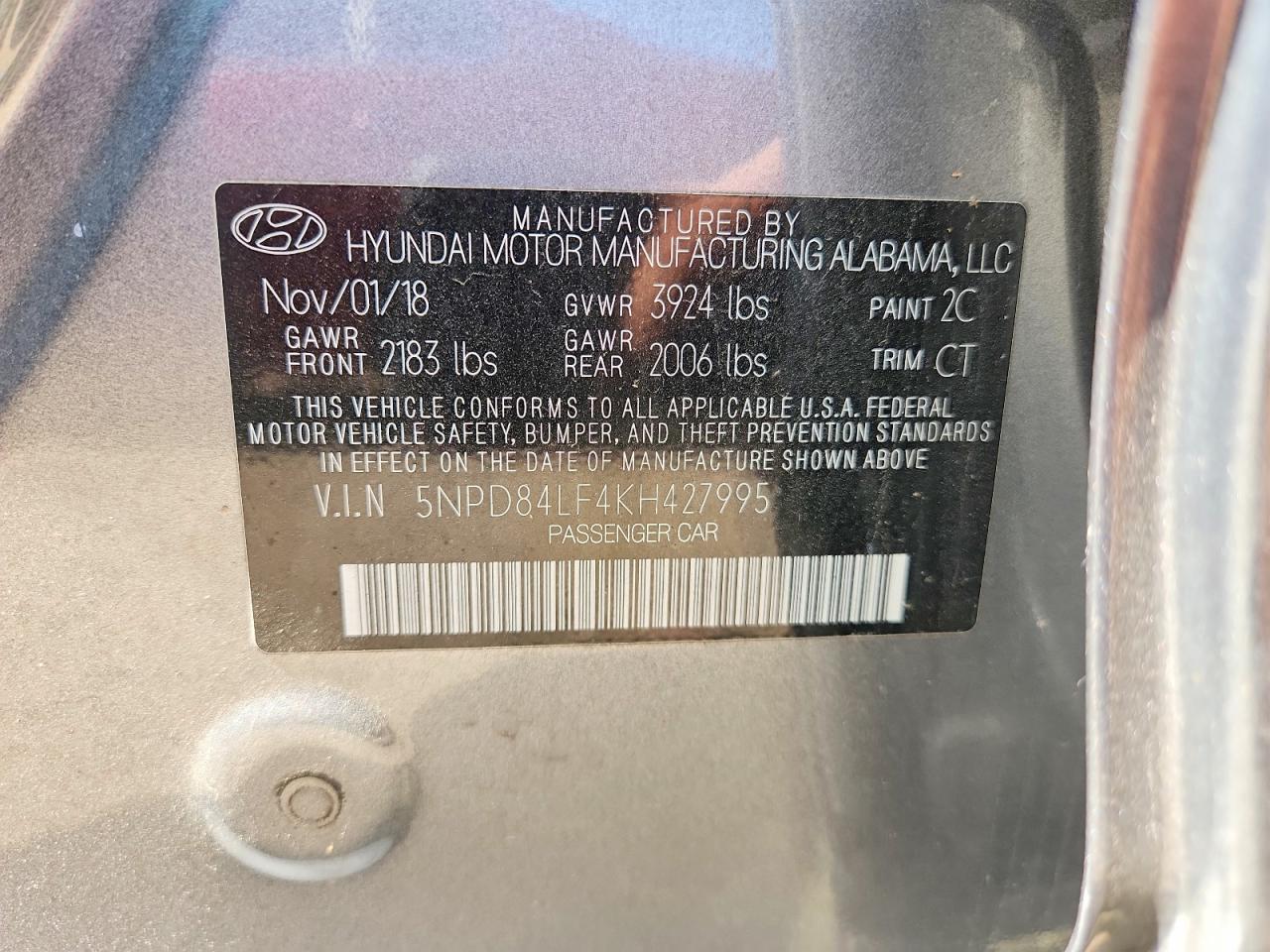 2019 Hyundai Elantra Sel Silver vin: 5NPD84LF4KH427995