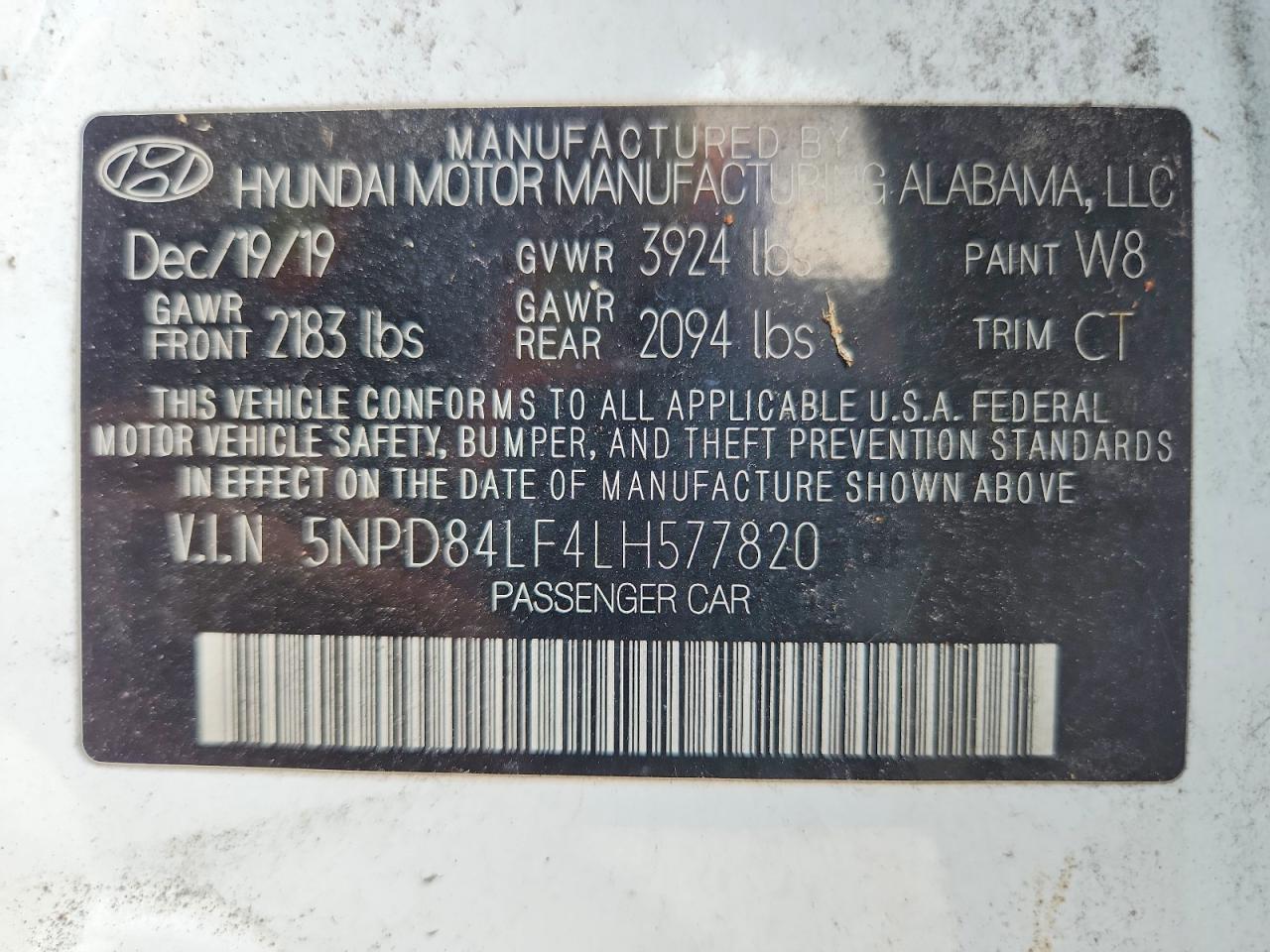 2020 Hyundai Elantra Sel White vin: 5NPD84LF4LH577820