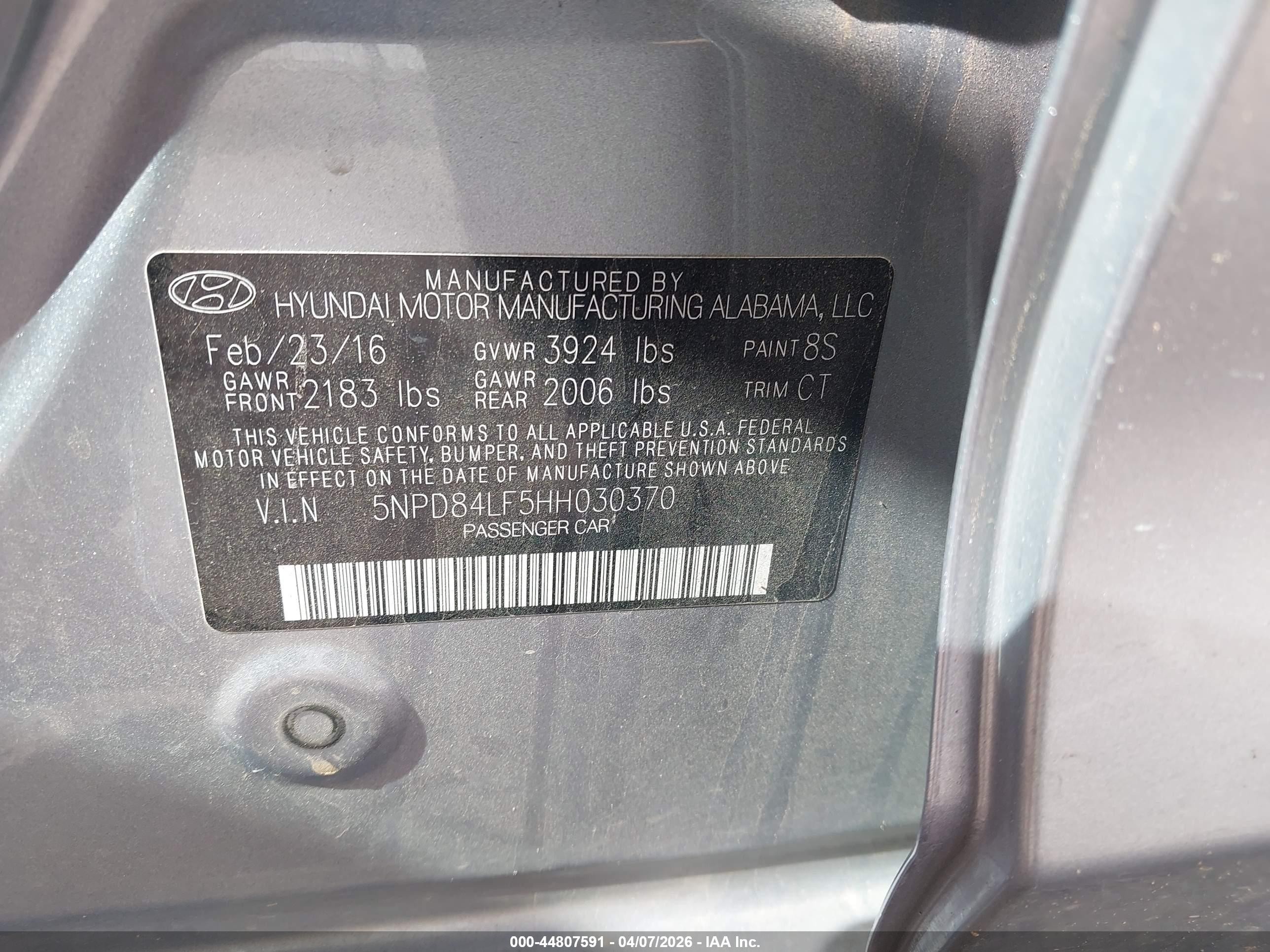 2017 Hyundai Elantra Limited Серый vin: 5NPD84LF5HH030370