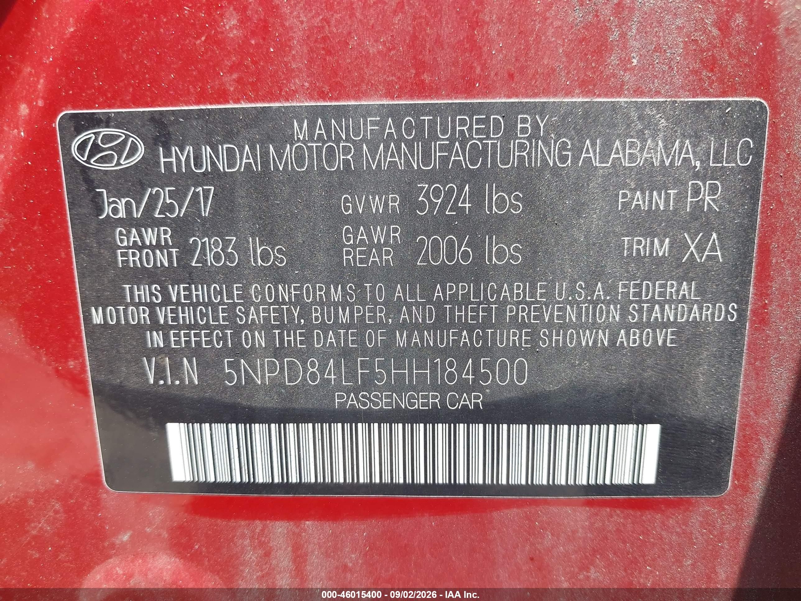 2017 Hyundai Elantra Se Red vin: 5NPD84LF5HH184500