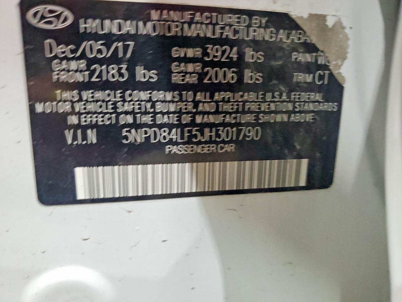 2018 Hyundai Elantra Sel White vin: 5NPD84LF5JH301790