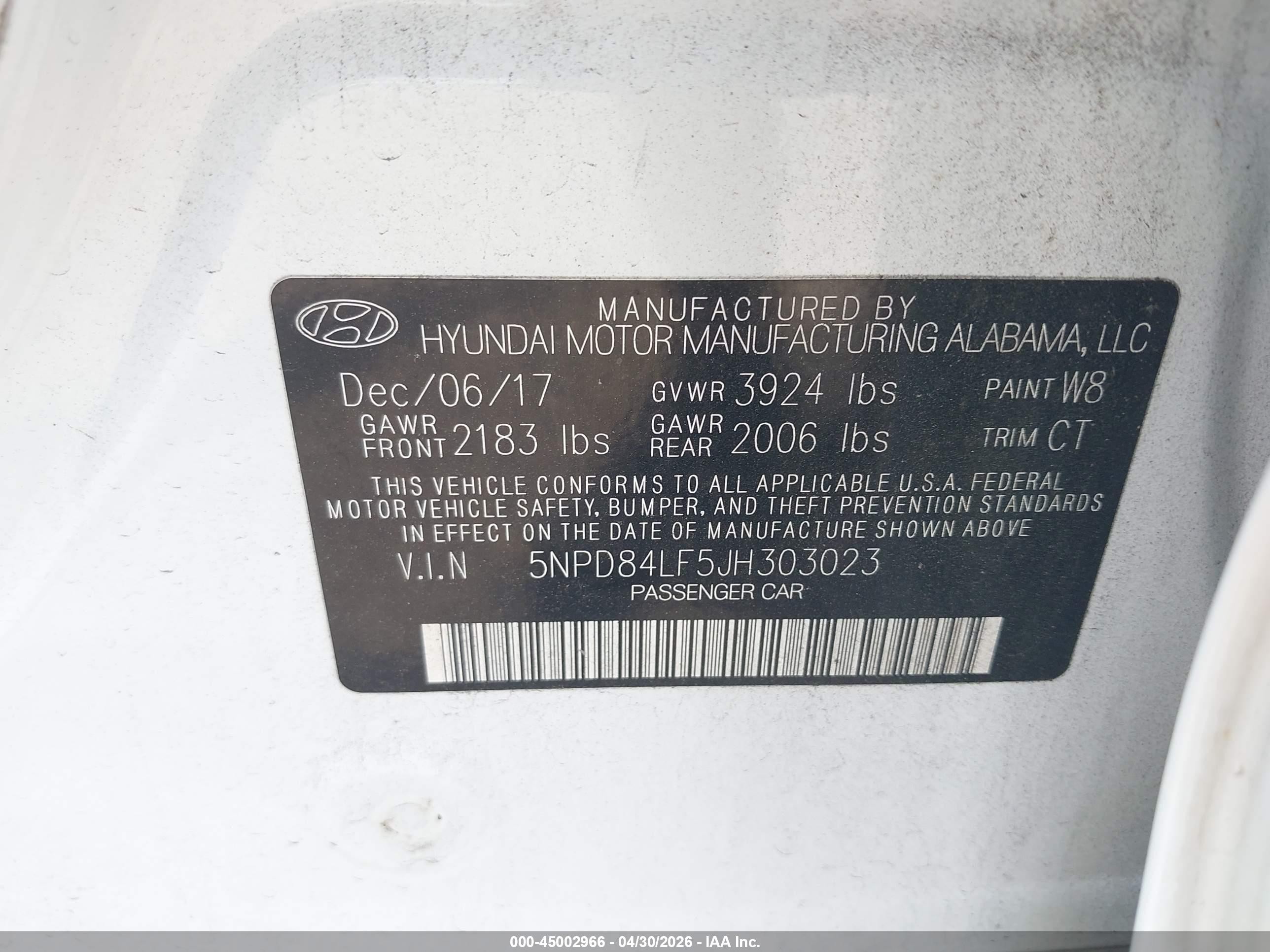 2018 Hyundai Elantra Sel White vin: 5NPD84LF5JH303023