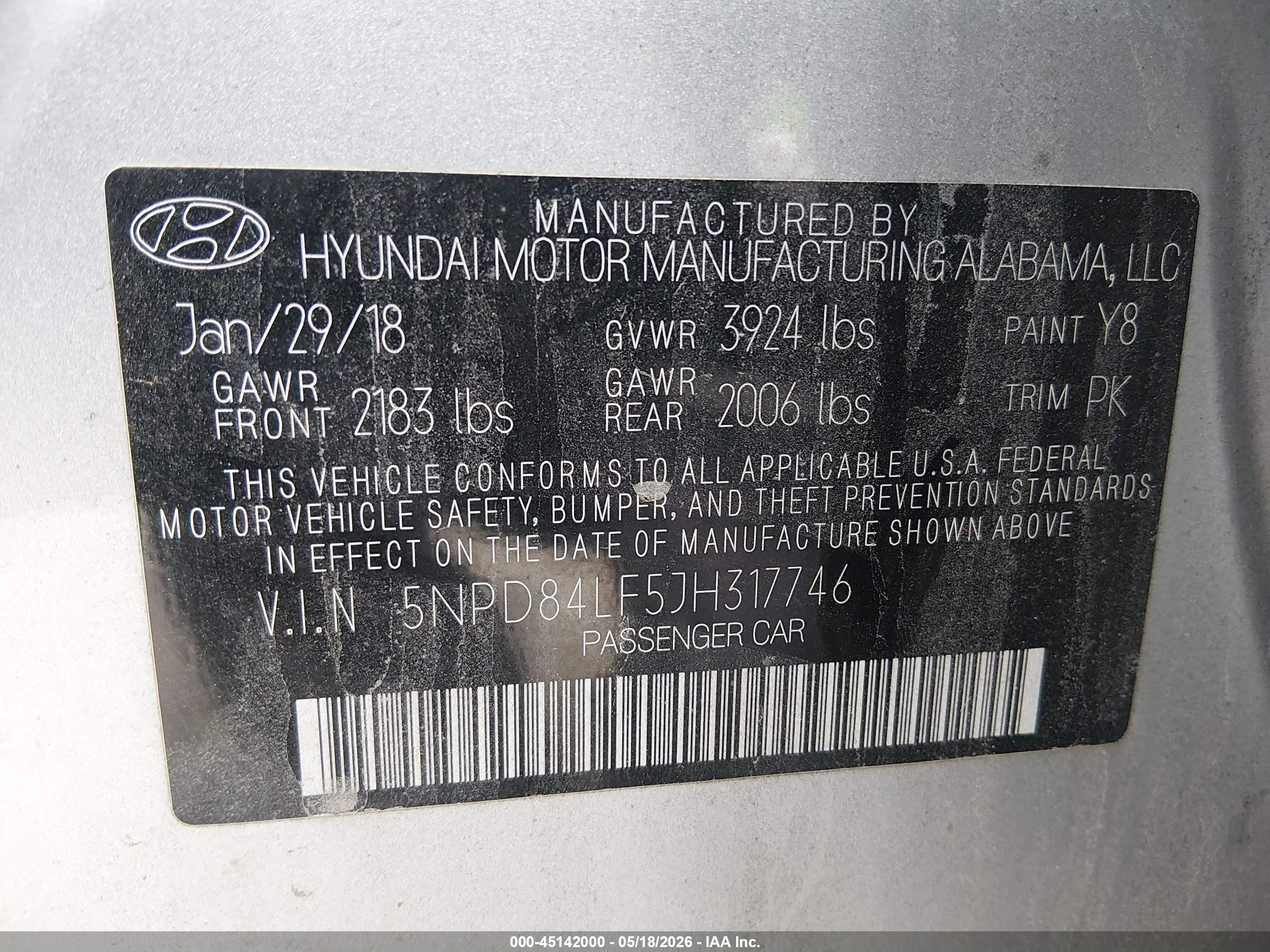 2018 Hyundai Elantra Sel Silver vin: 5NPD84LF5JH317746