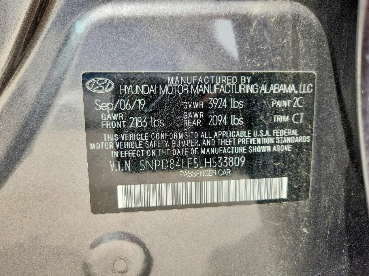 2020 Hyundai Elantra Sel Gray vin: 5NPD84LF5LH533809
