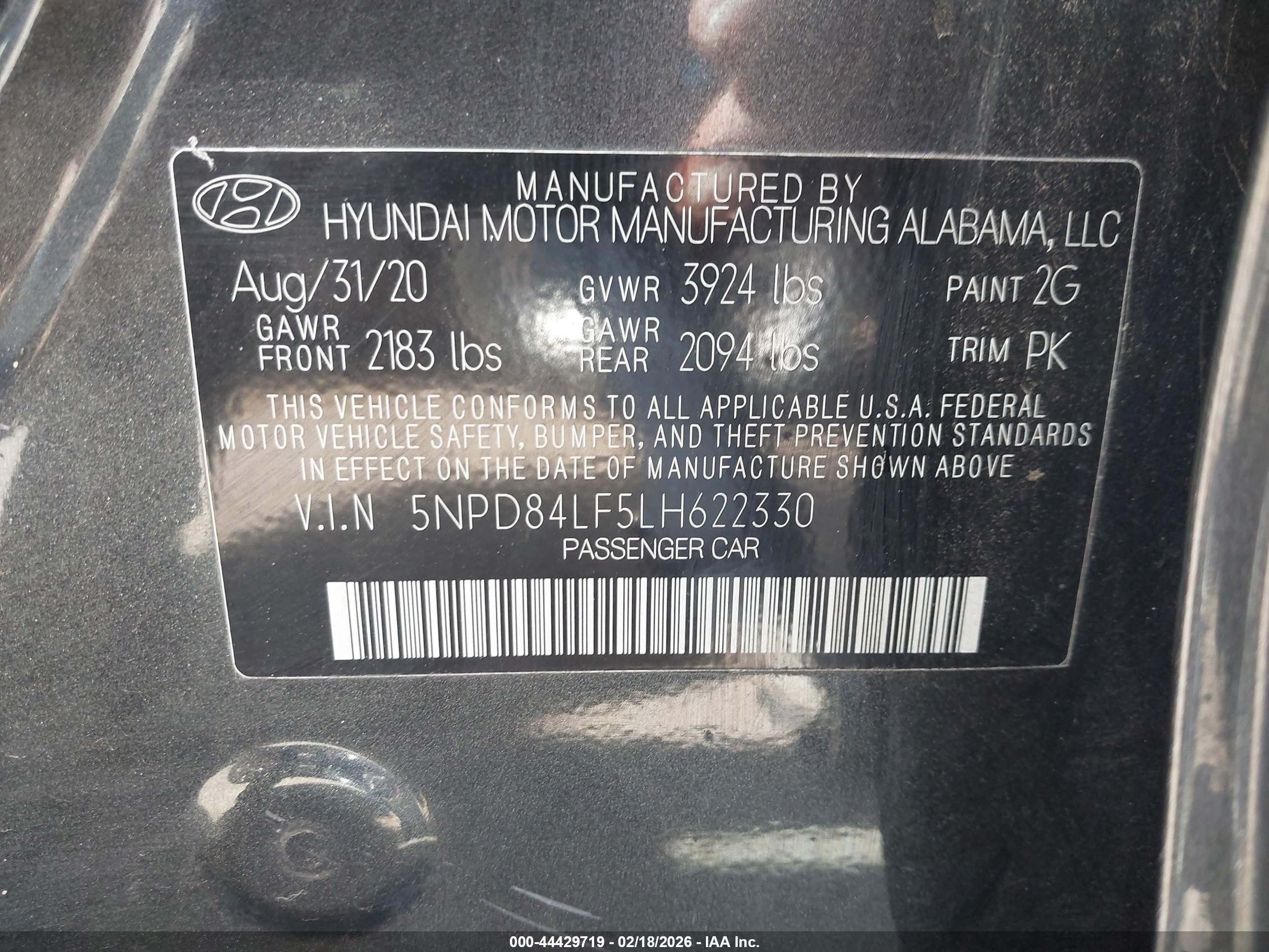 2020 Hyundai Elantra Sel Gray vin: 5NPD84LF5LH622330
