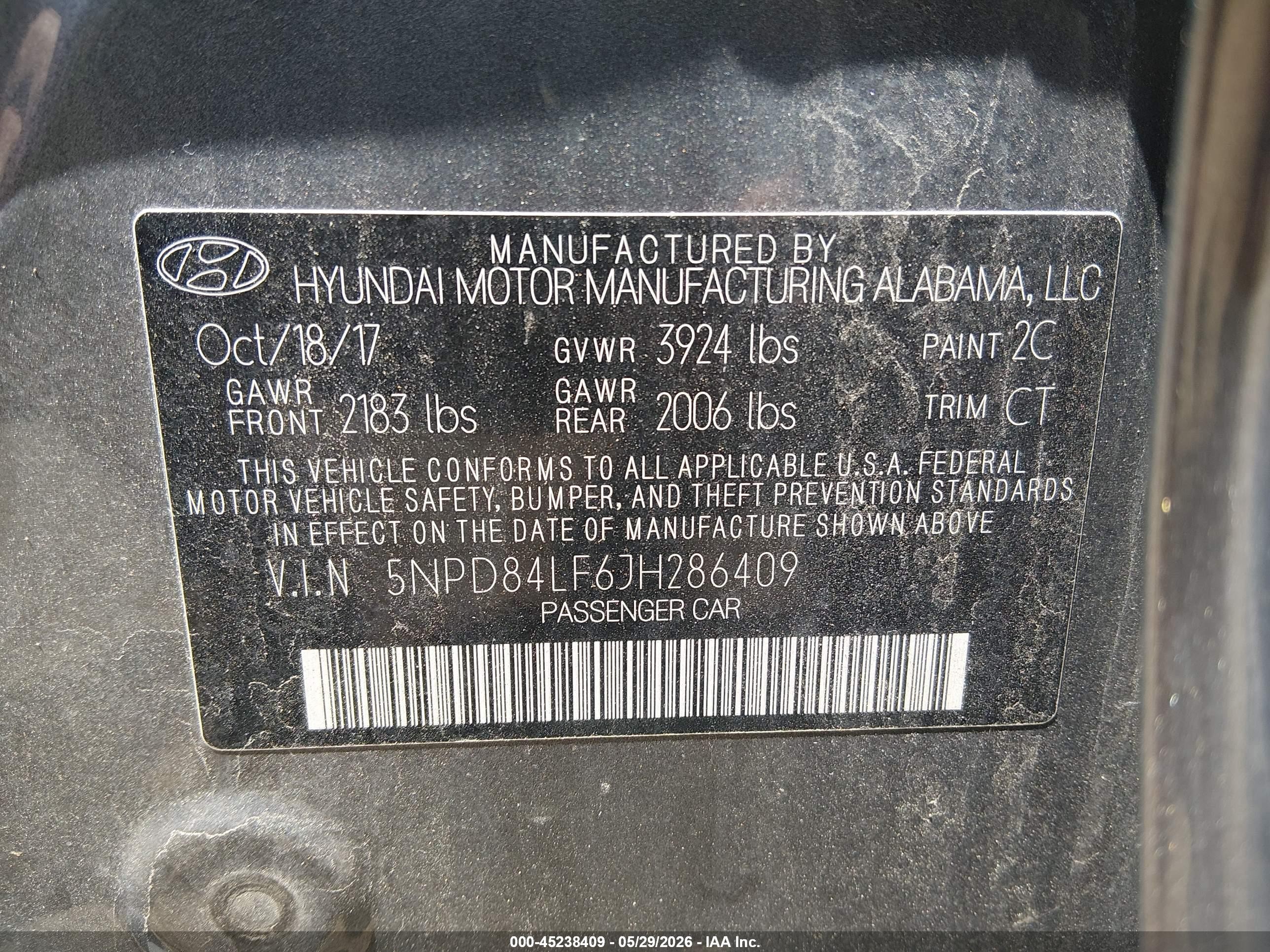 2018 Hyundai Elantra Sel Gray vin: 5NPD84LF6JH286409