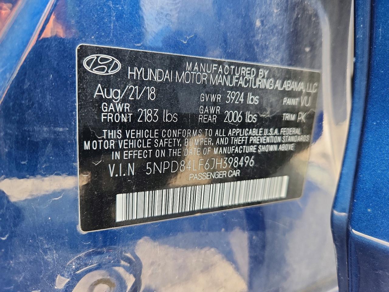 2018 Hyundai Elantra Value Edition Blue vin: 5NPD84LF6JH398496