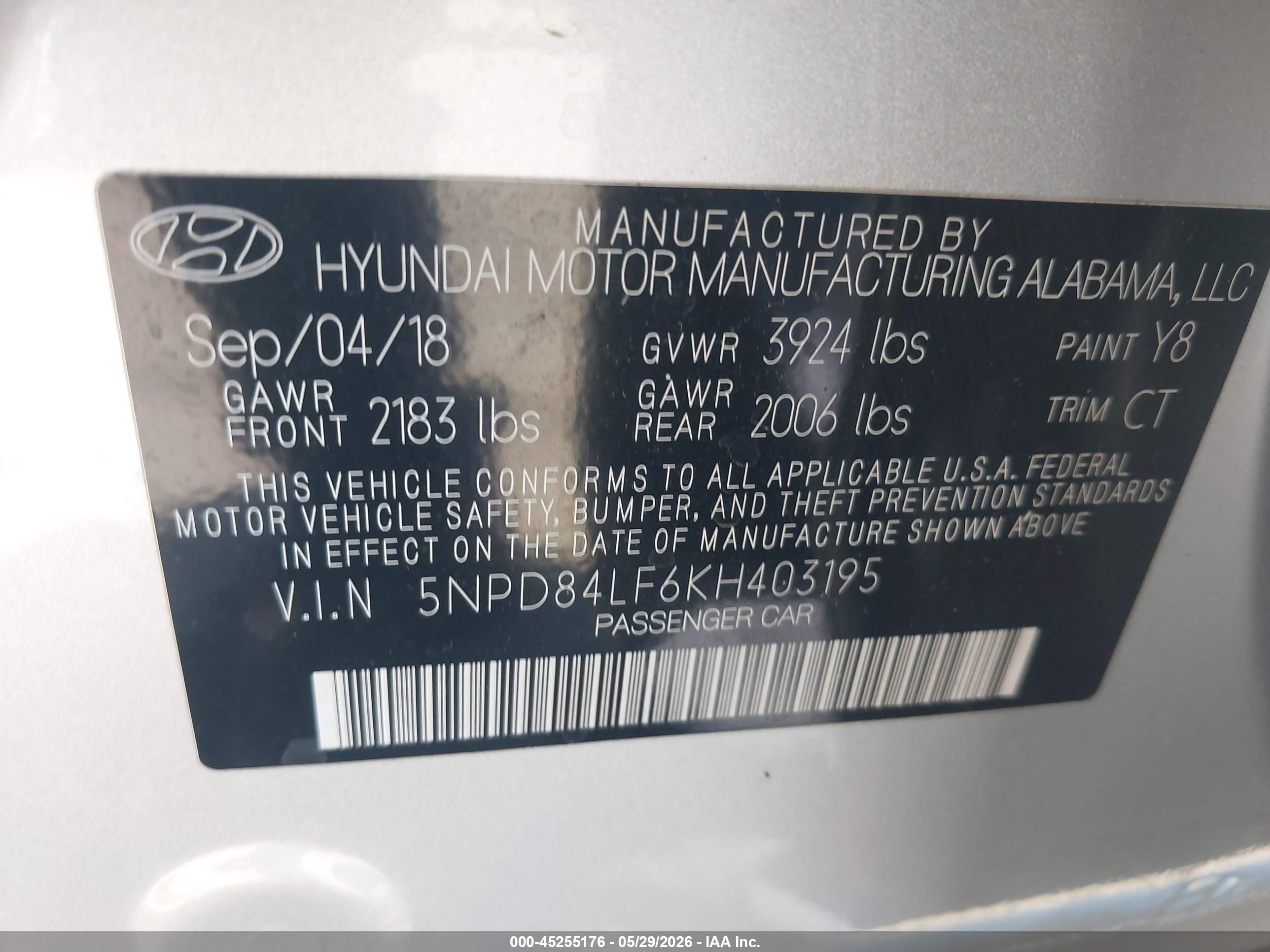 2019 Hyundai Elantra Sel Серебряный vin: 5NPD84LF6KH403195