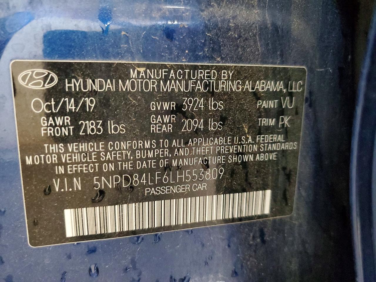 2020 Hyundai Elantra Sel Blue vin: 5NPD84LF6LH553809