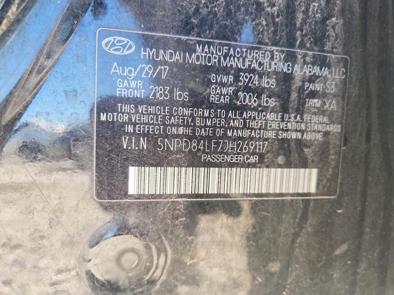 2018 Hyundai Elantra Sel Черный vin: 5NPD84LF7JH269117