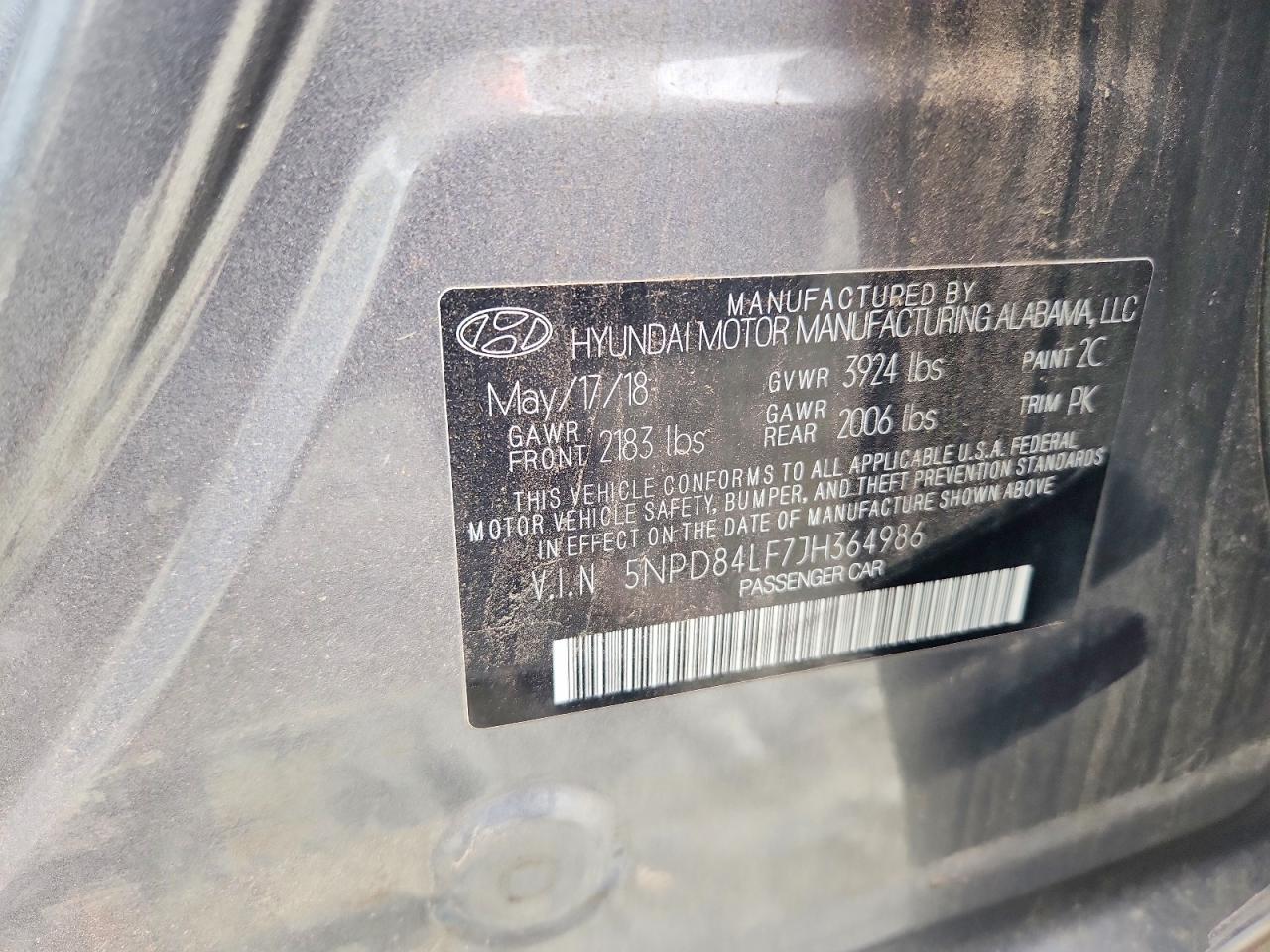 2018 Hyundai Elantra Sel Gray vin: 5NPD84LF7JH364986