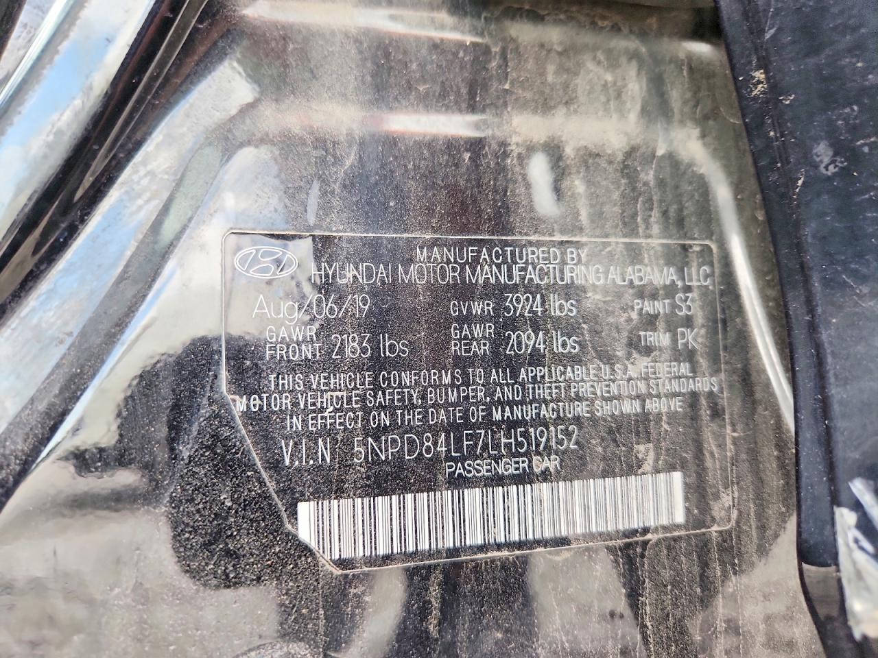 2020 Hyundai Elantra Sel Black vin: 5NPD84LF7LH519152
