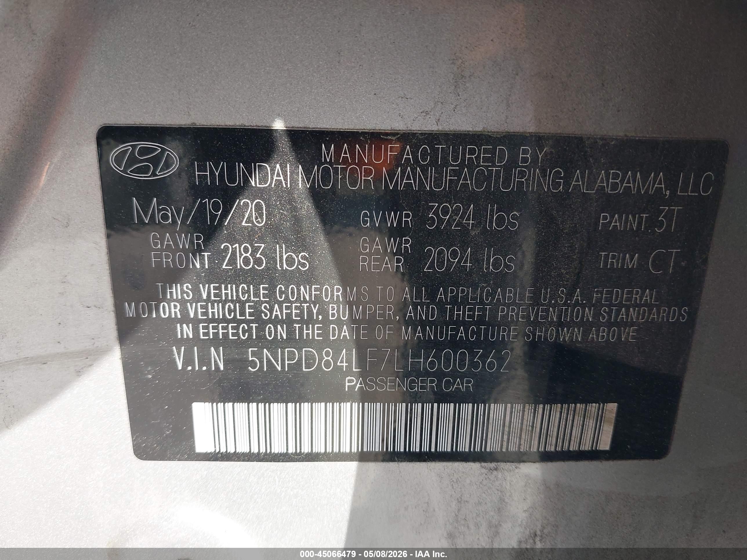 2020 Hyundai Elantra Value Edition Gray vin: 5NPD84LF7LH600362