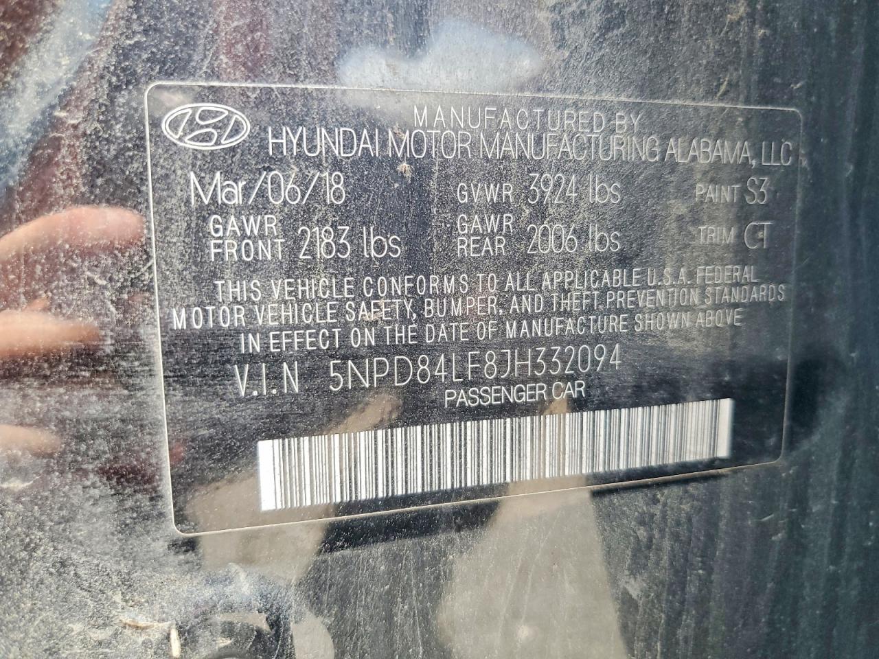 2018 Hyundai Elantra Sel Black vin: 5NPD84LF8JH332094