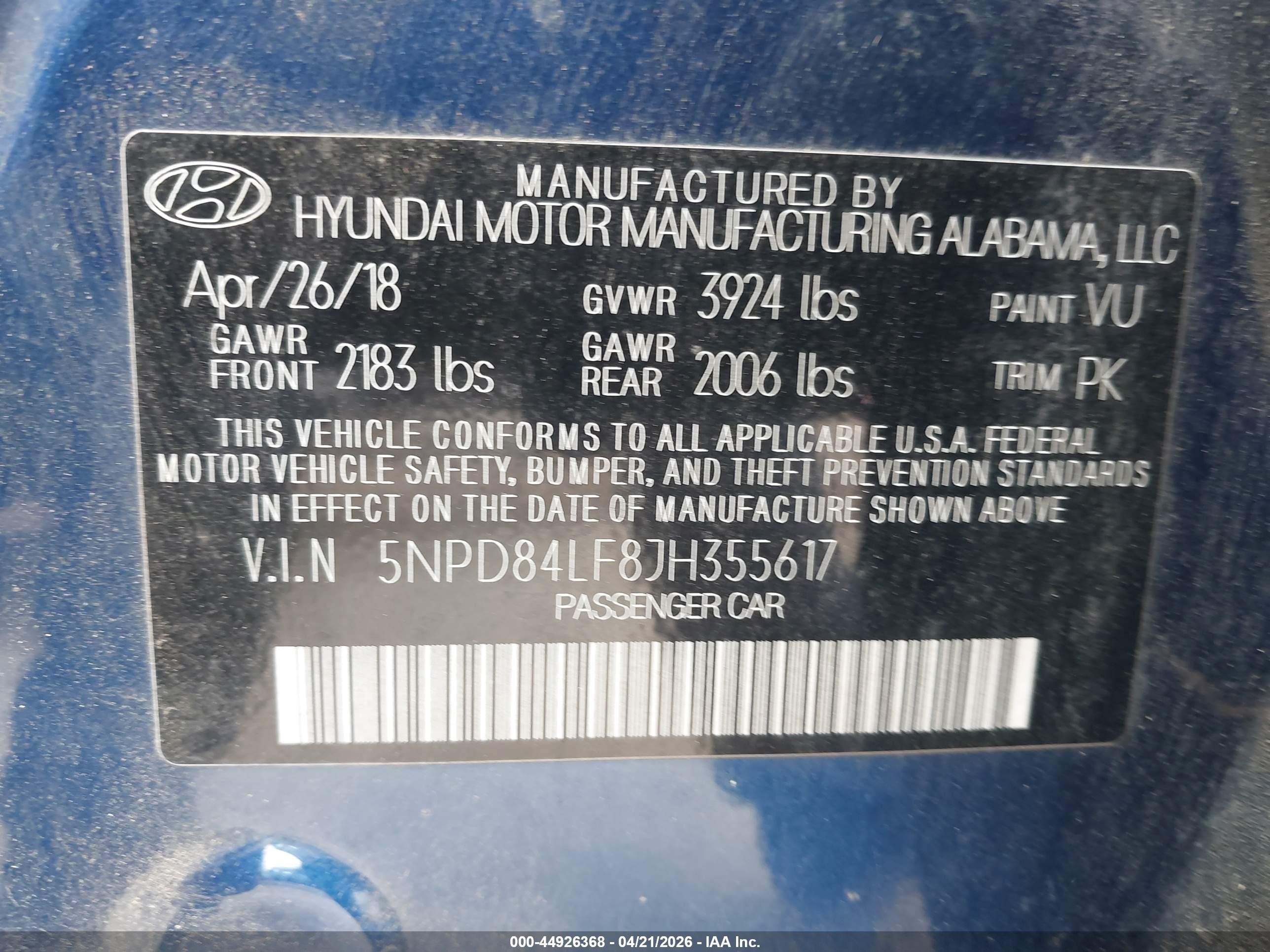 2018 Hyundai Elantra Value Edition Blue vin: 5NPD84LF8JH355617