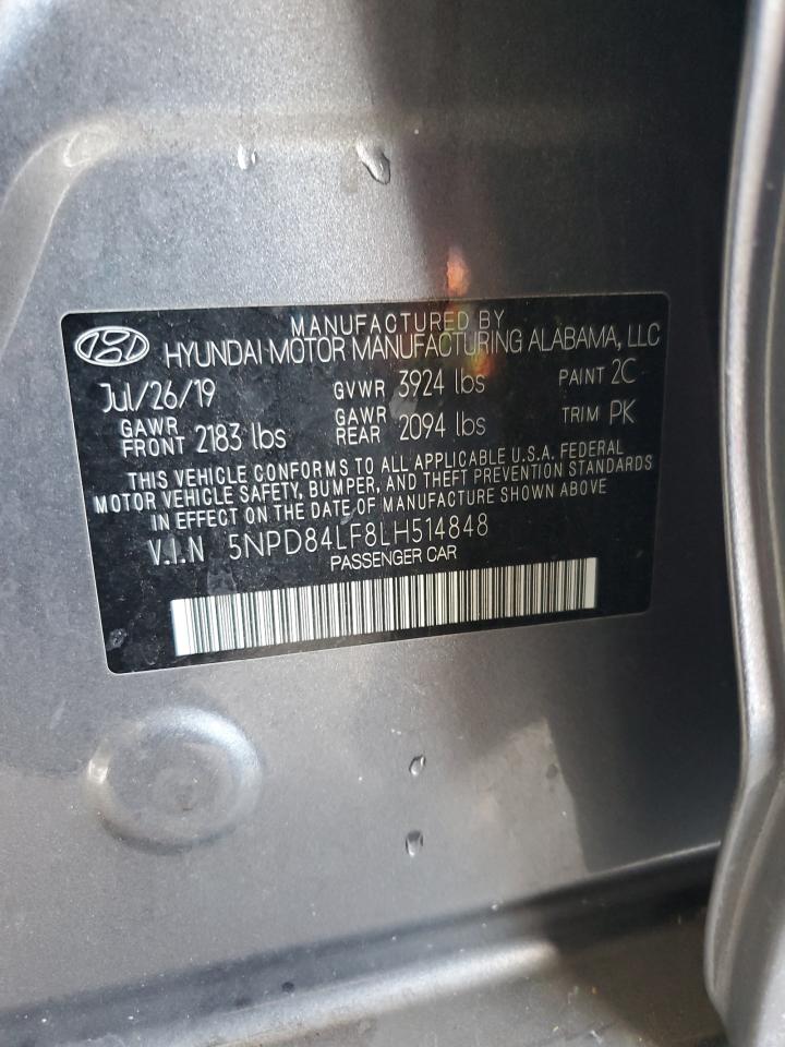 2020 Hyundai Elantra Sel Gray vin: 5NPD84LF8LH514848