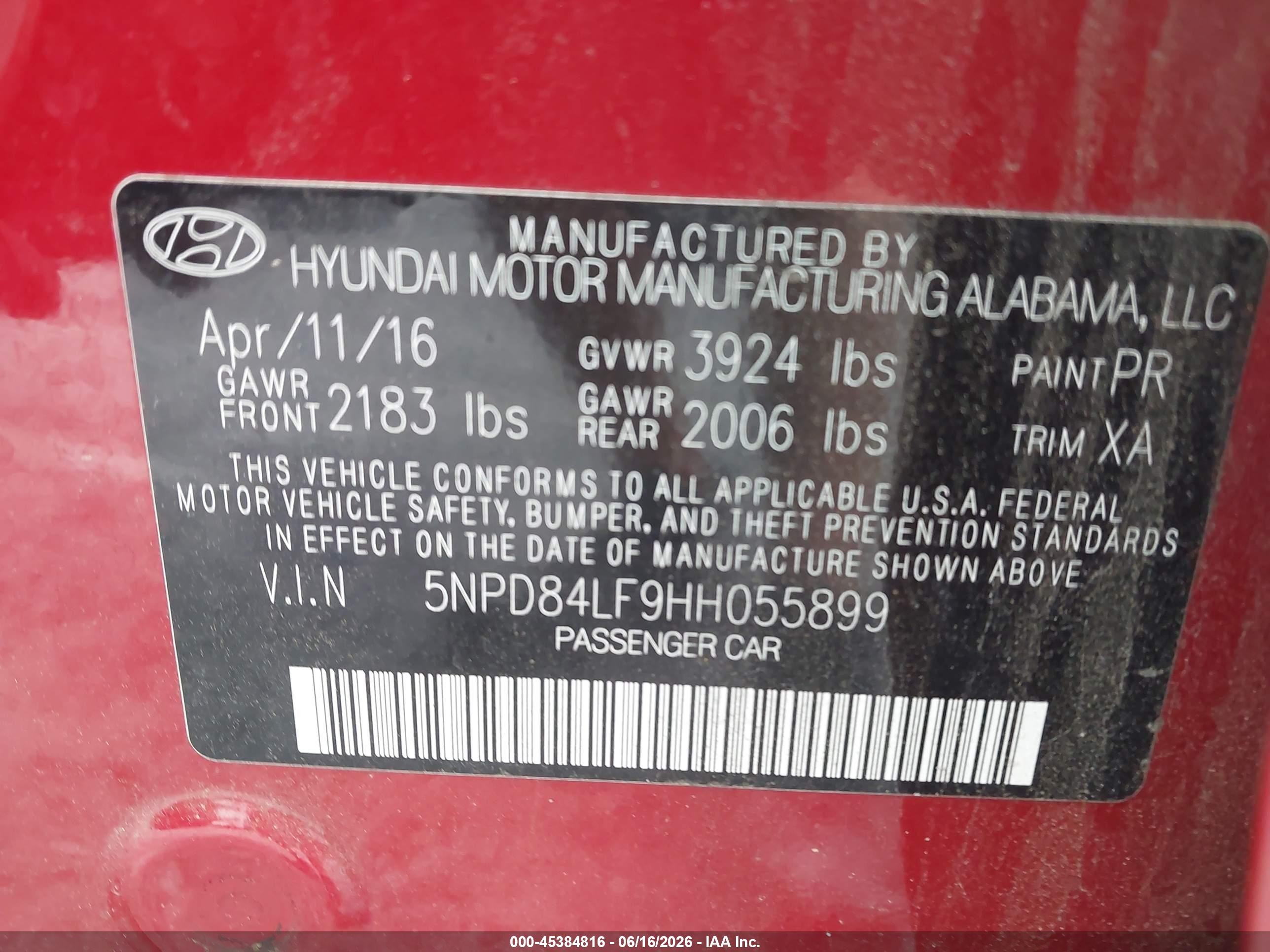 2017 Hyundai Elantra Limited Red vin: 5NPD84LF9HH055899