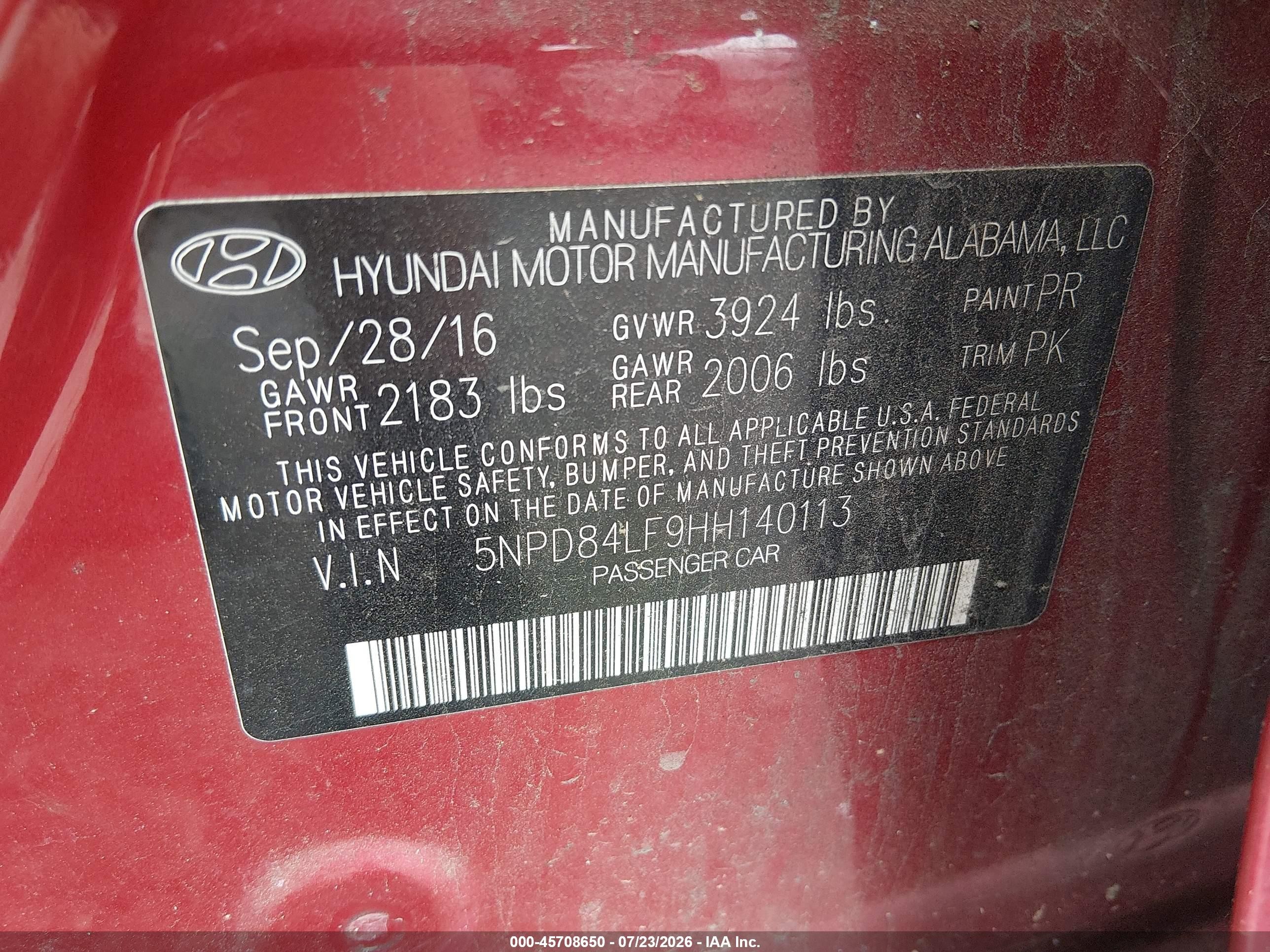 2017 Hyundai Elantra Se Red vin: 5NPD84LF9HH140113