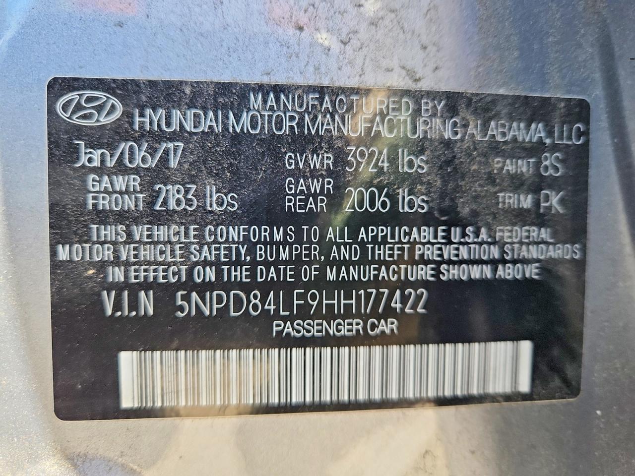 2017 Hyundai Elantra Se Silver vin: 5NPD84LF9HH177422