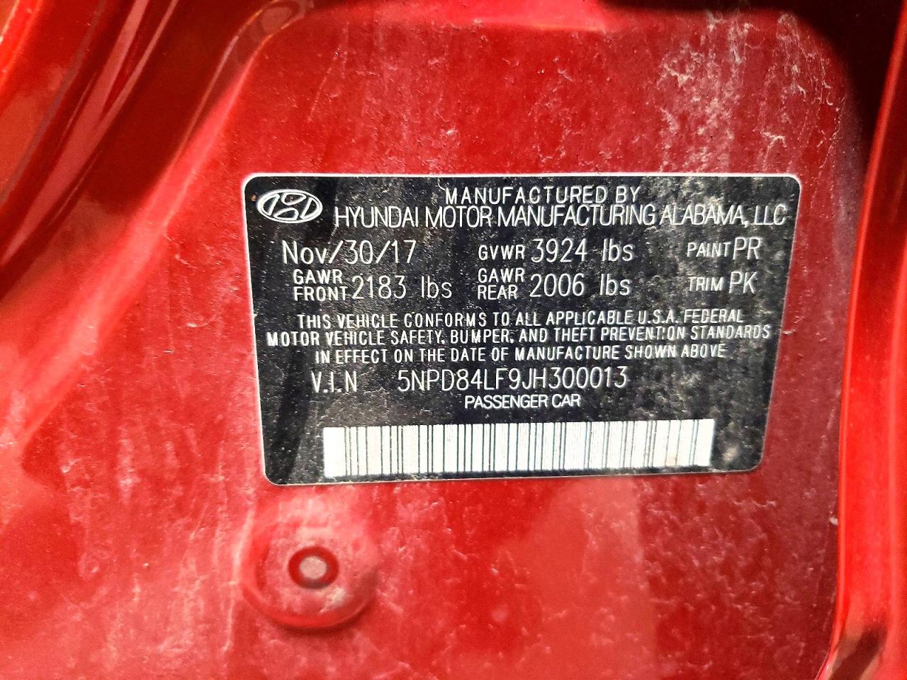 2018 Hyundai Elantra Sel Красный vin: 5NPD84LF9JH300013