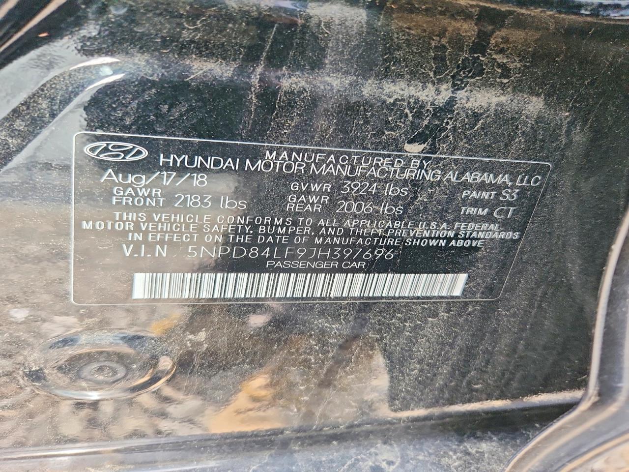 2018 Hyundai Elantra Value Edition Black vin: 5NPD84LF9JH397696