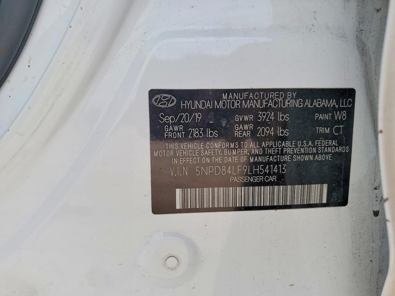 2020 Hyundai Elantra Sel White vin: 5NPD84LF9LH541413