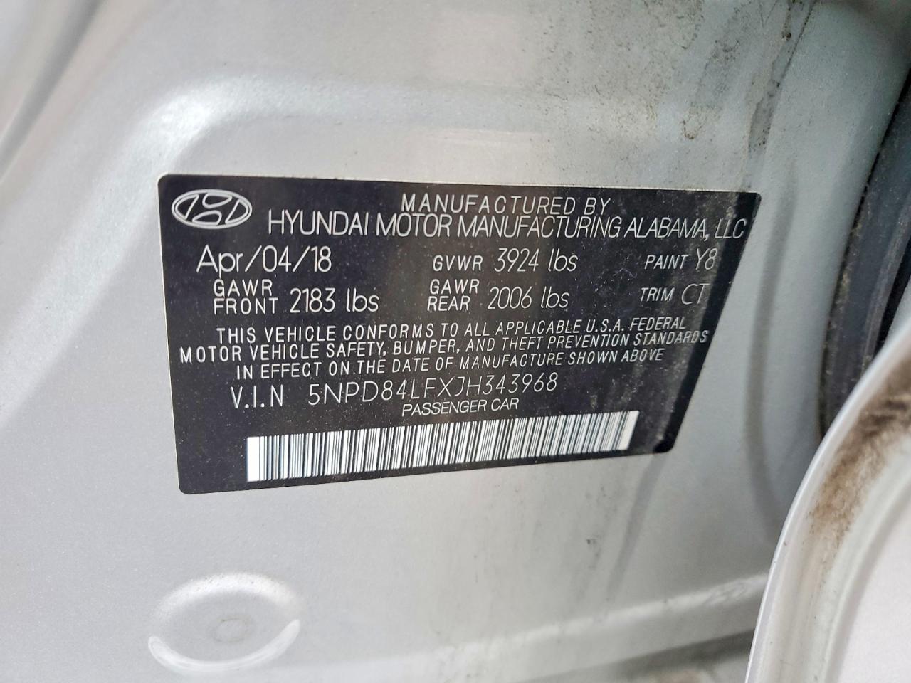 2018 Hyundai Elantra Sel Silver vin: 5NPD84LFXJH343968