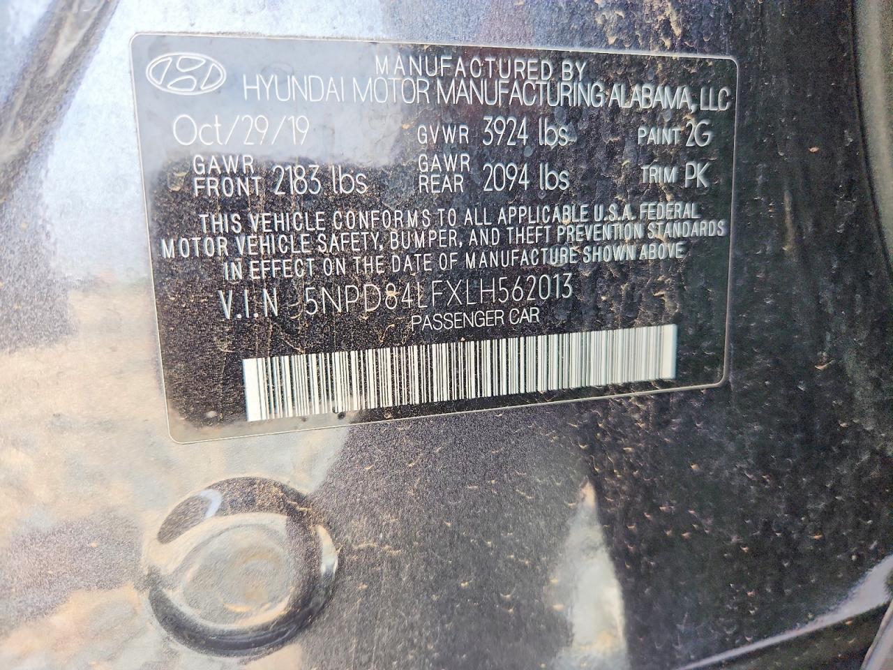 2020 Hyundai Elantra Sel Gray vin: 5NPD84LFXLH562013