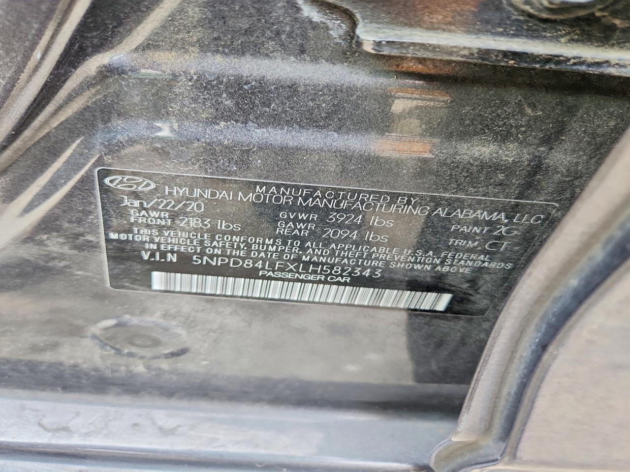 2020 Hyundai Elantra Sel Gray vin: 5NPD84LFXLH582343