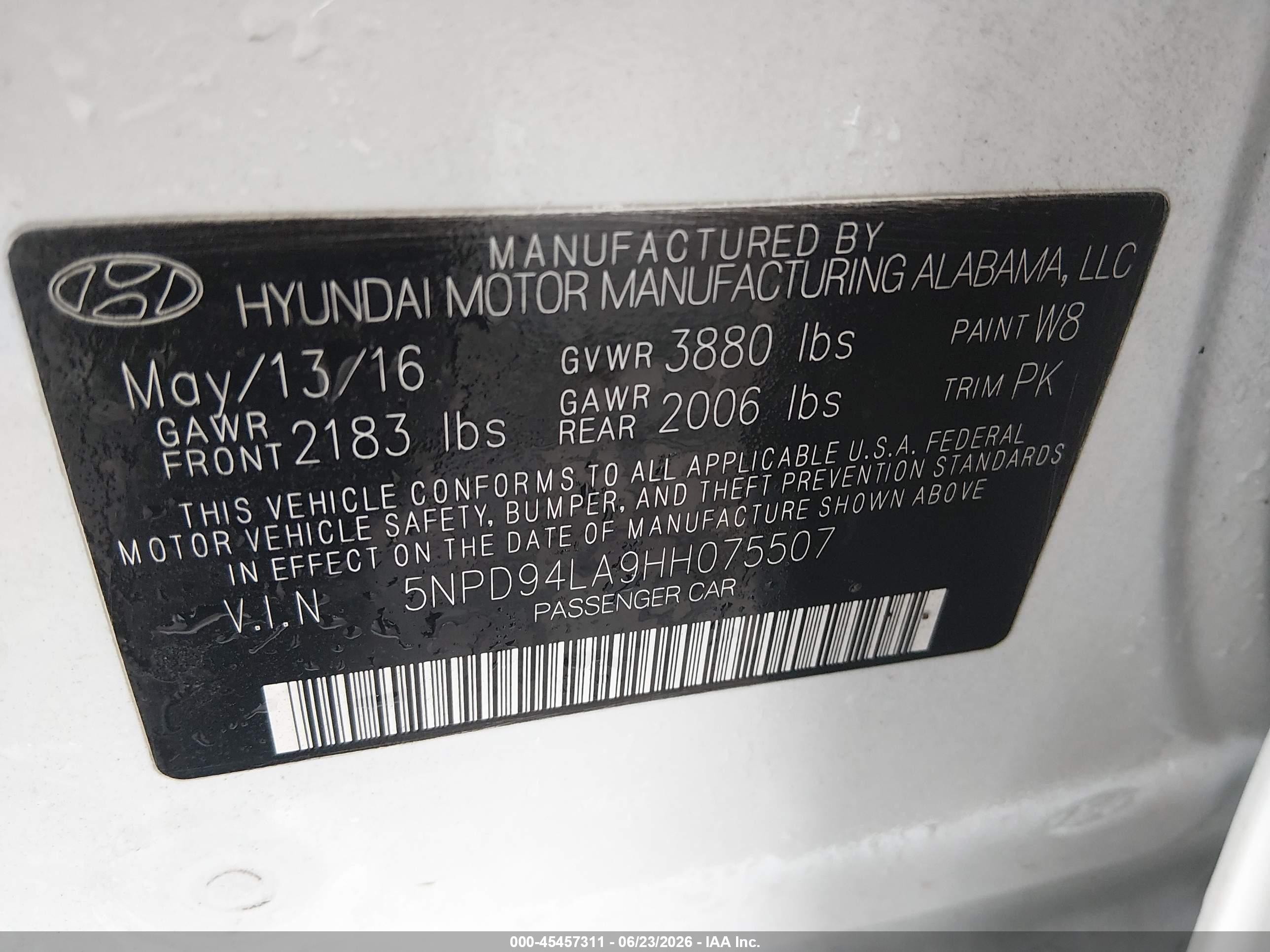2017 Hyundai Elantra Eco White vin: 5NPD94LA9HH075507