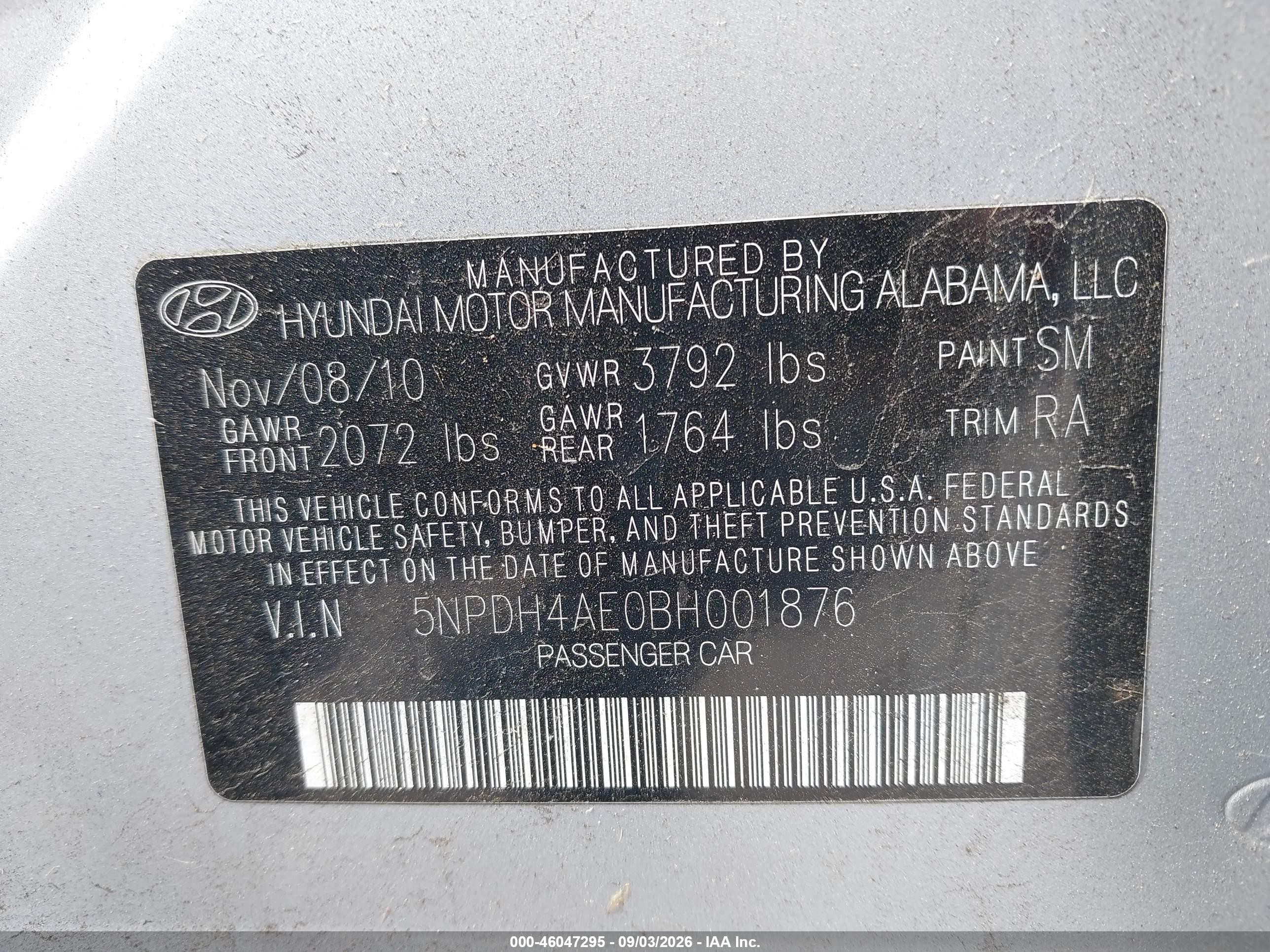 2011 Hyundai Elantra Gls Silver vin: 5NPDH4AE0BH001876