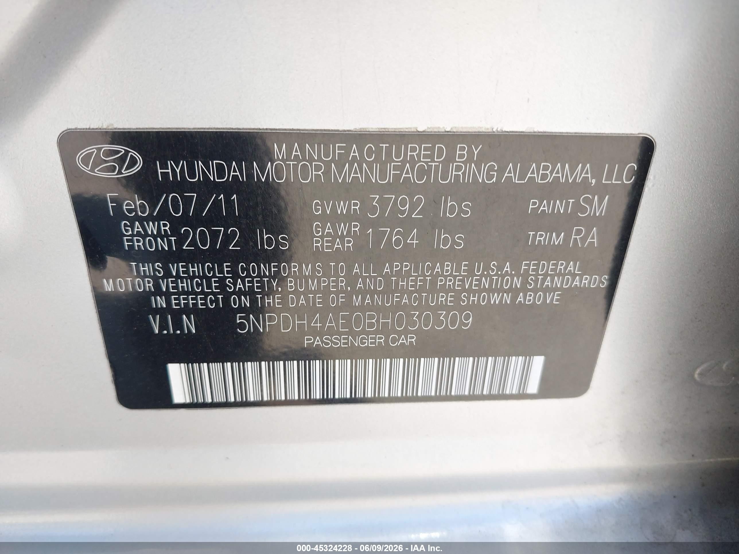 2011 Hyundai Elantra Gls Silver vin: 5NPDH4AE0BH030309