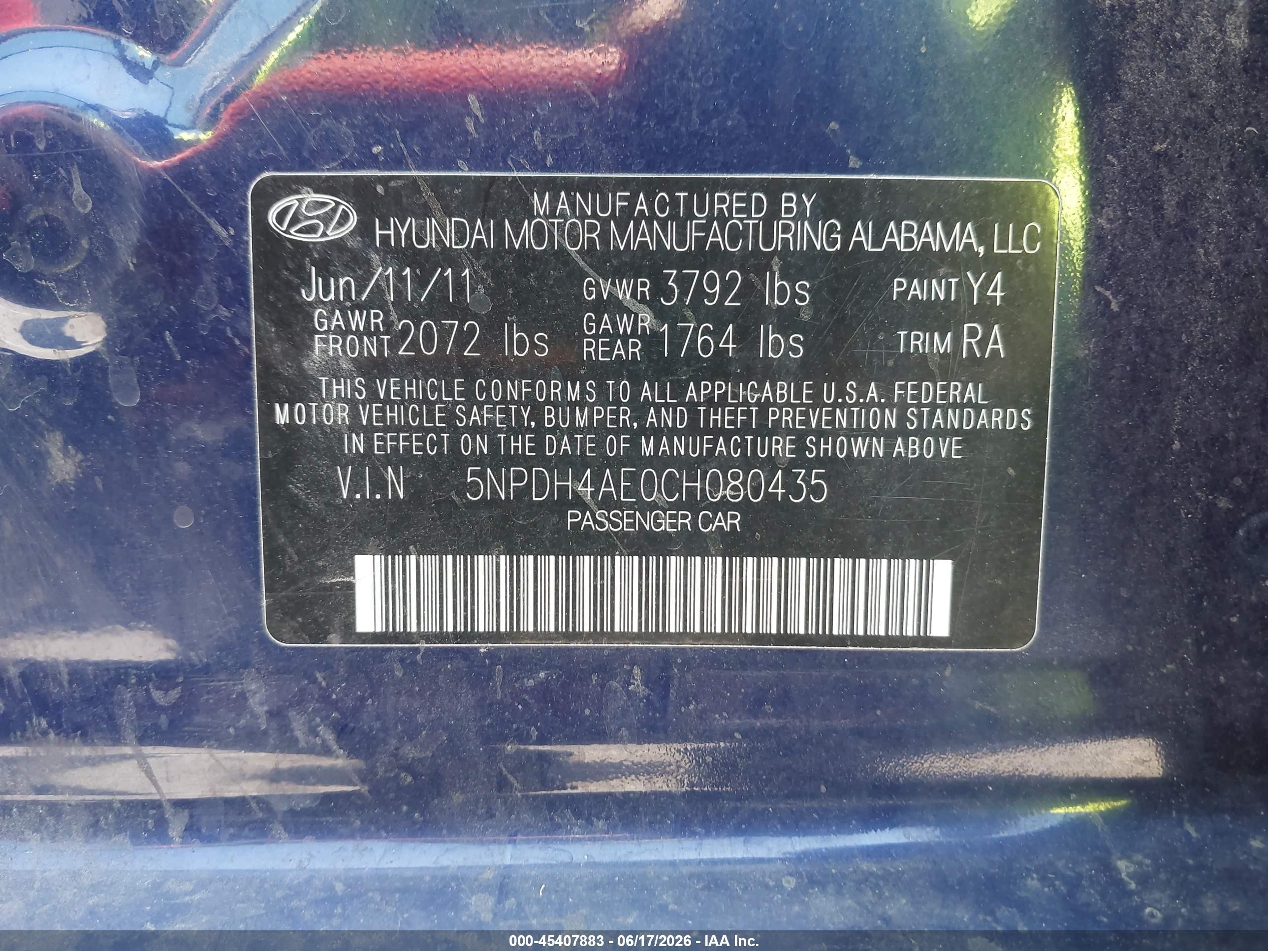 2012 Hyundai Elantra Gls Purple vin: 5NPDH4AE0CH080435