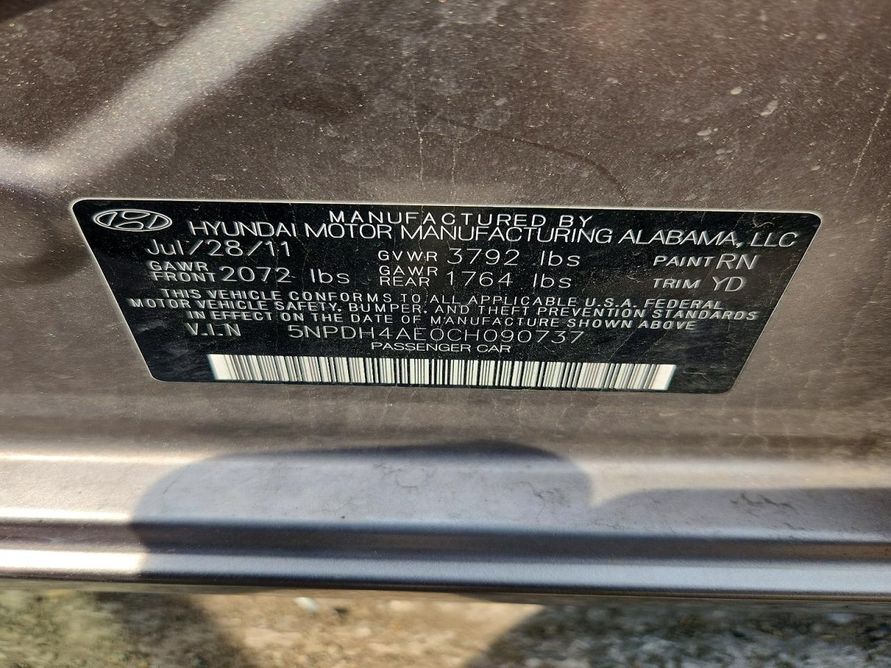 2012 Hyundai Elantra Gls Gray vin: 5NPDH4AE0CH090737