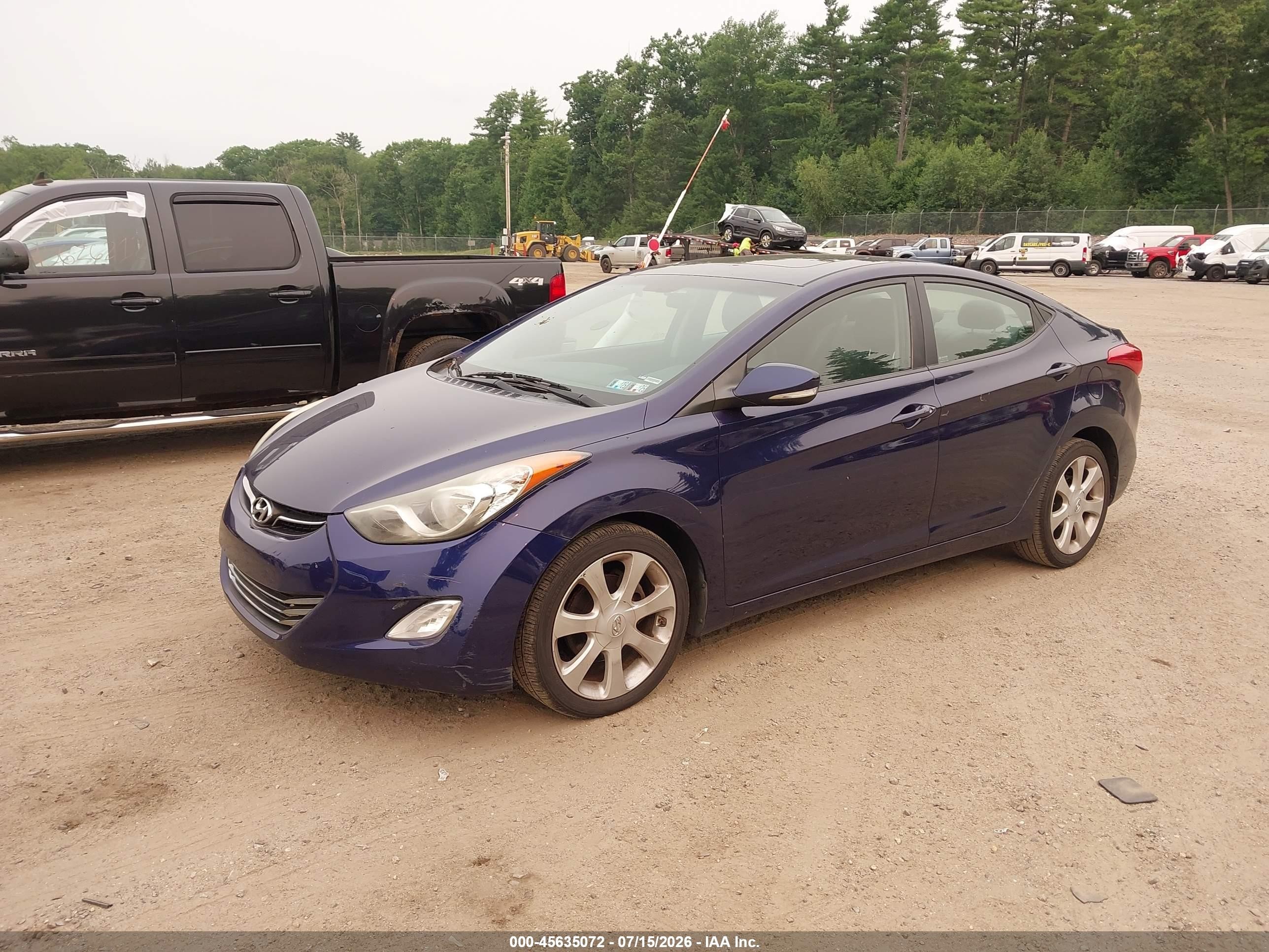 2012 Hyundai Elantra Limited Blue vin: 5NPDH4AE0CH103194