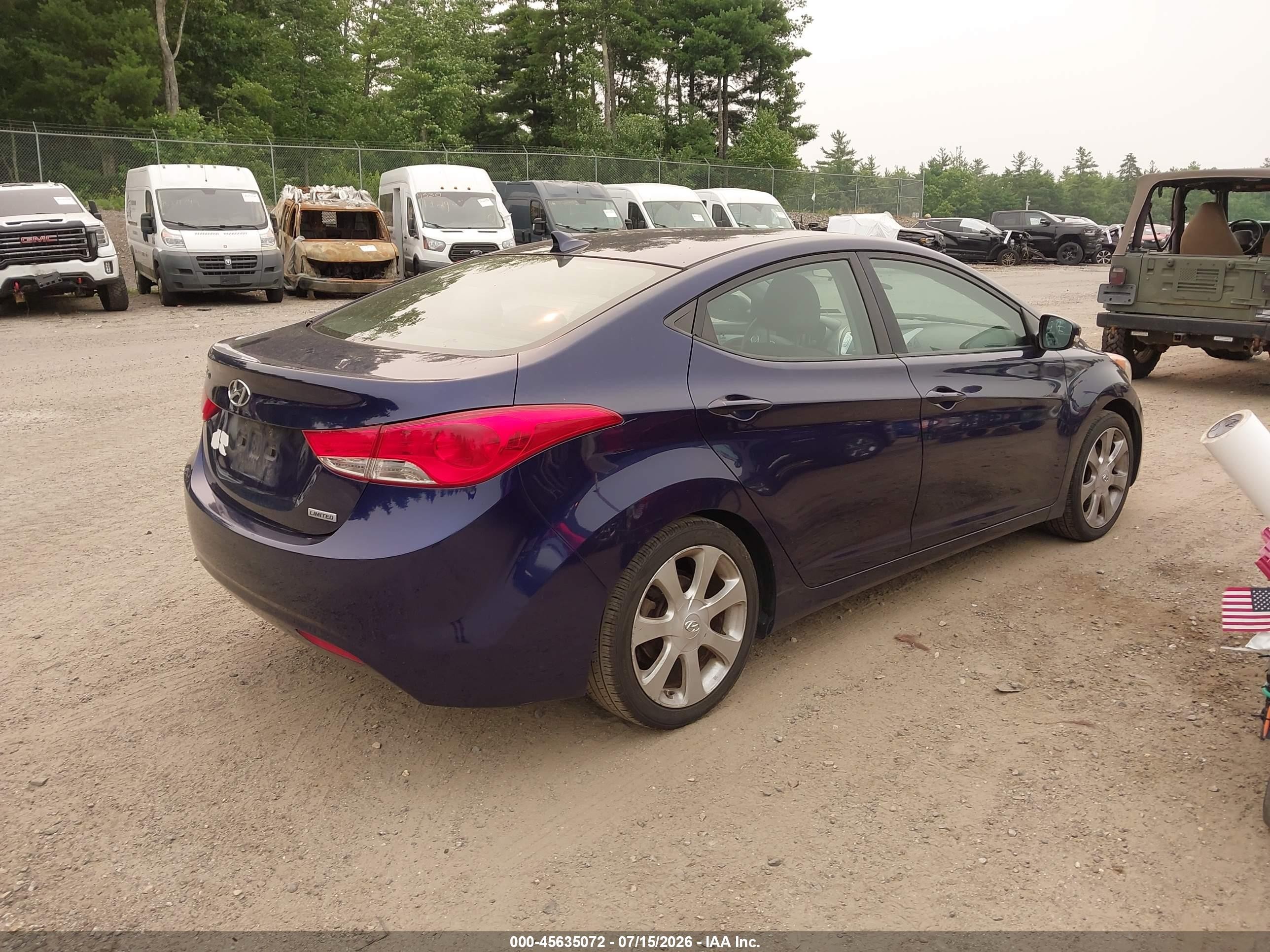 2012 Hyundai Elantra Limited Blue vin: 5NPDH4AE0CH103194