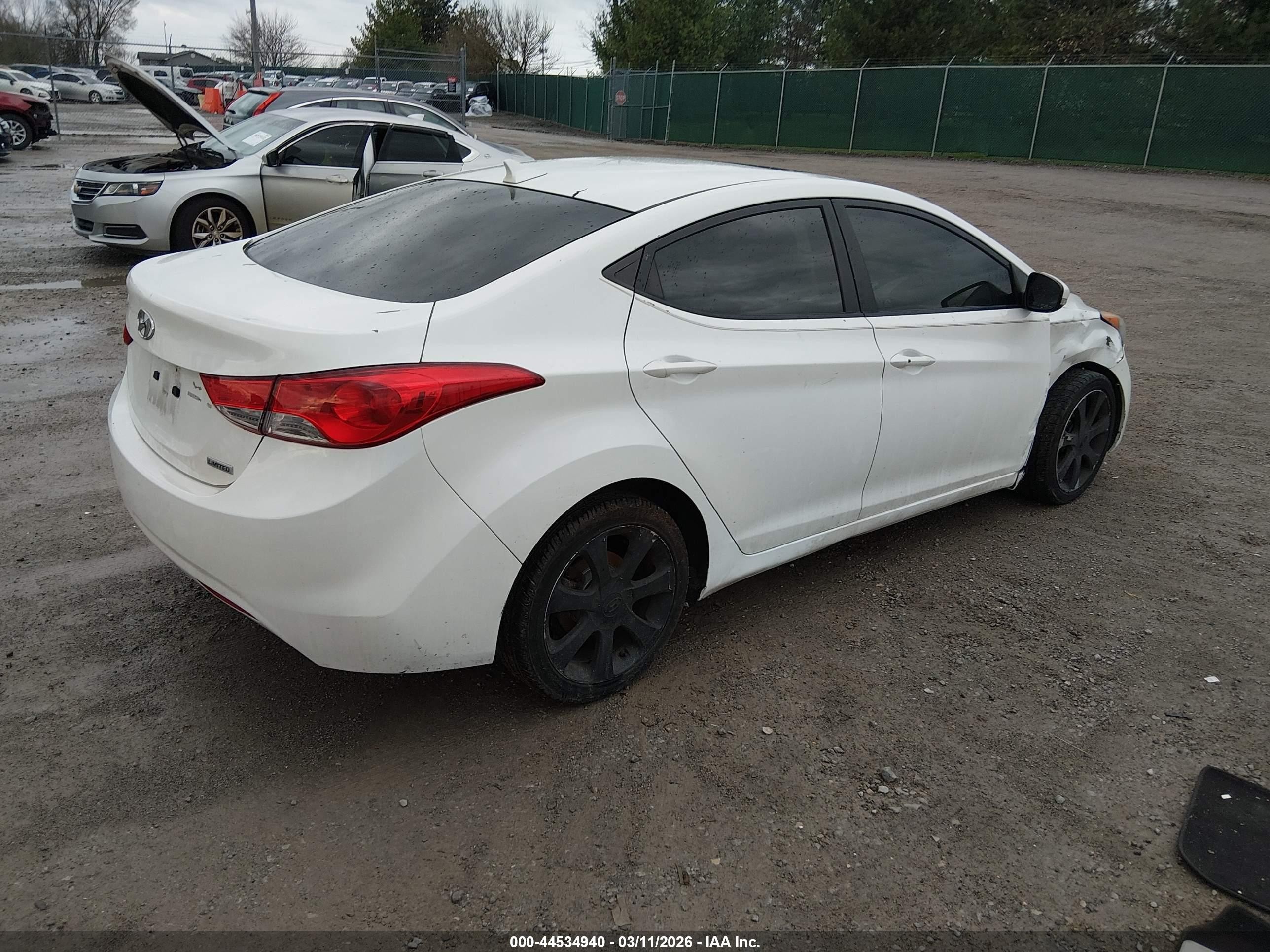 2012 Hyundai Elantra Limited White vin: 5NPDH4AE0CH107536