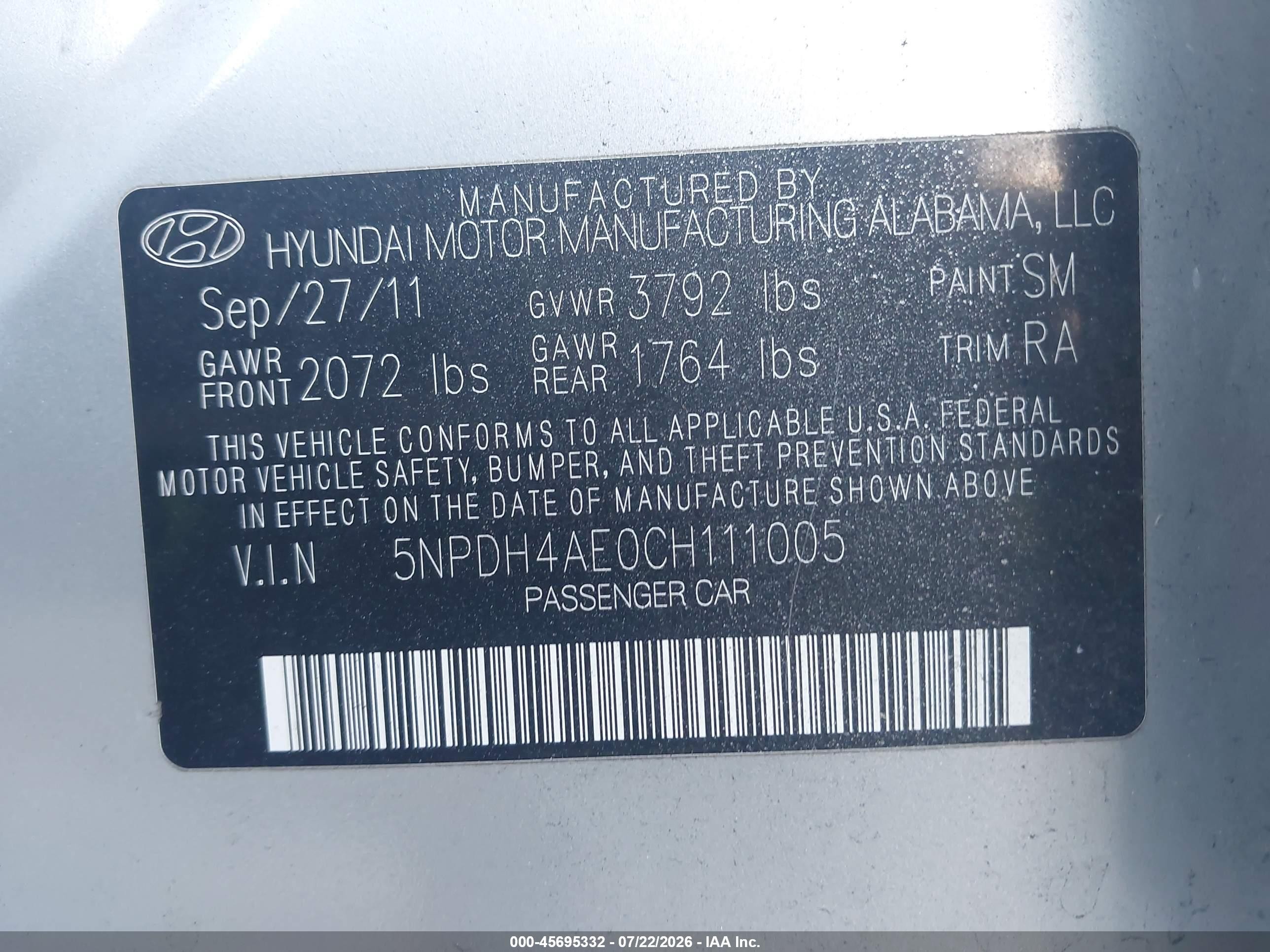 2012 Hyundai Elantra Gls Silver vin: 5NPDH4AE0CH111005
