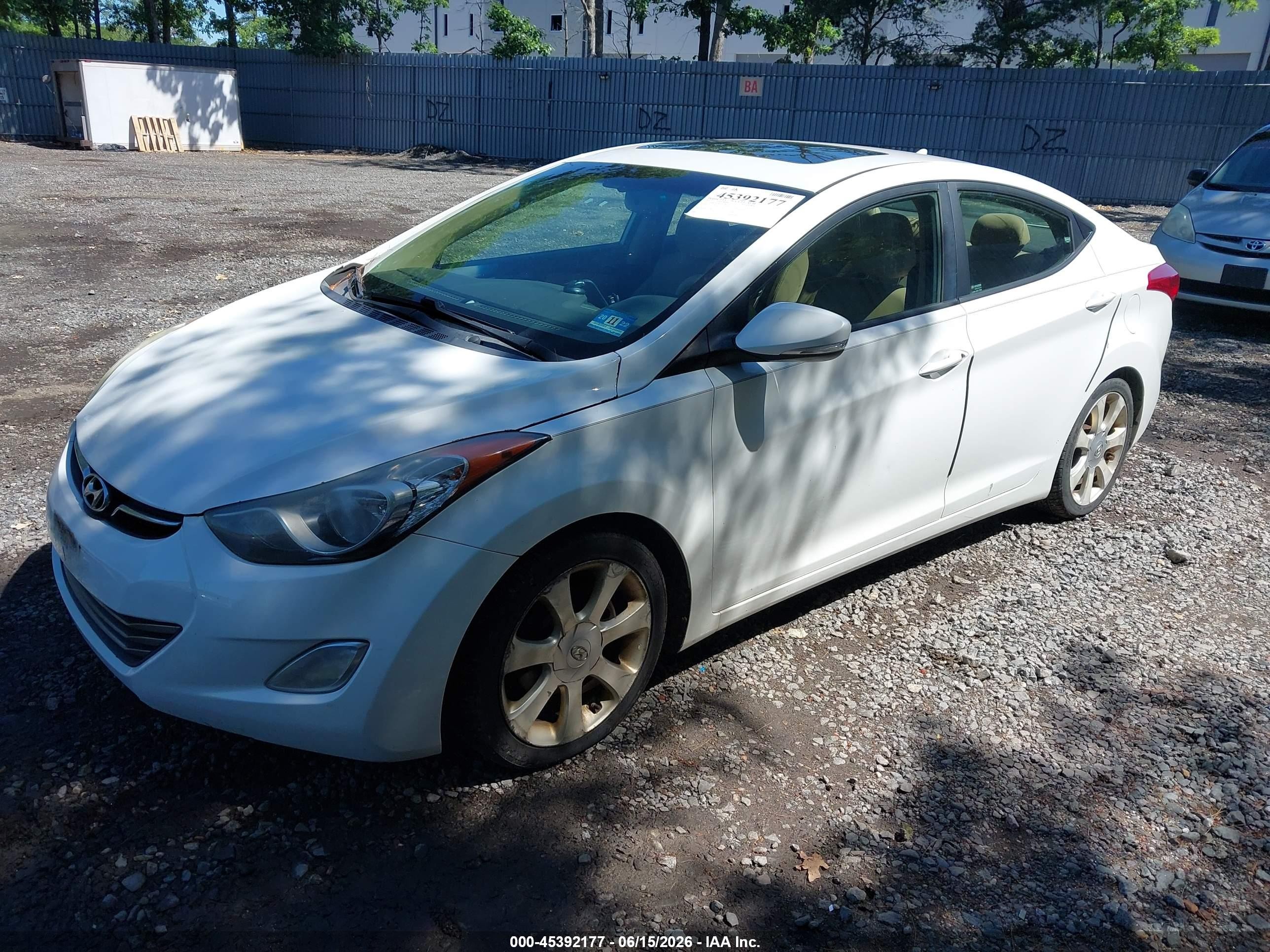 2012 Hyundai Elantra Limited White vin: 5NPDH4AE0CH121985