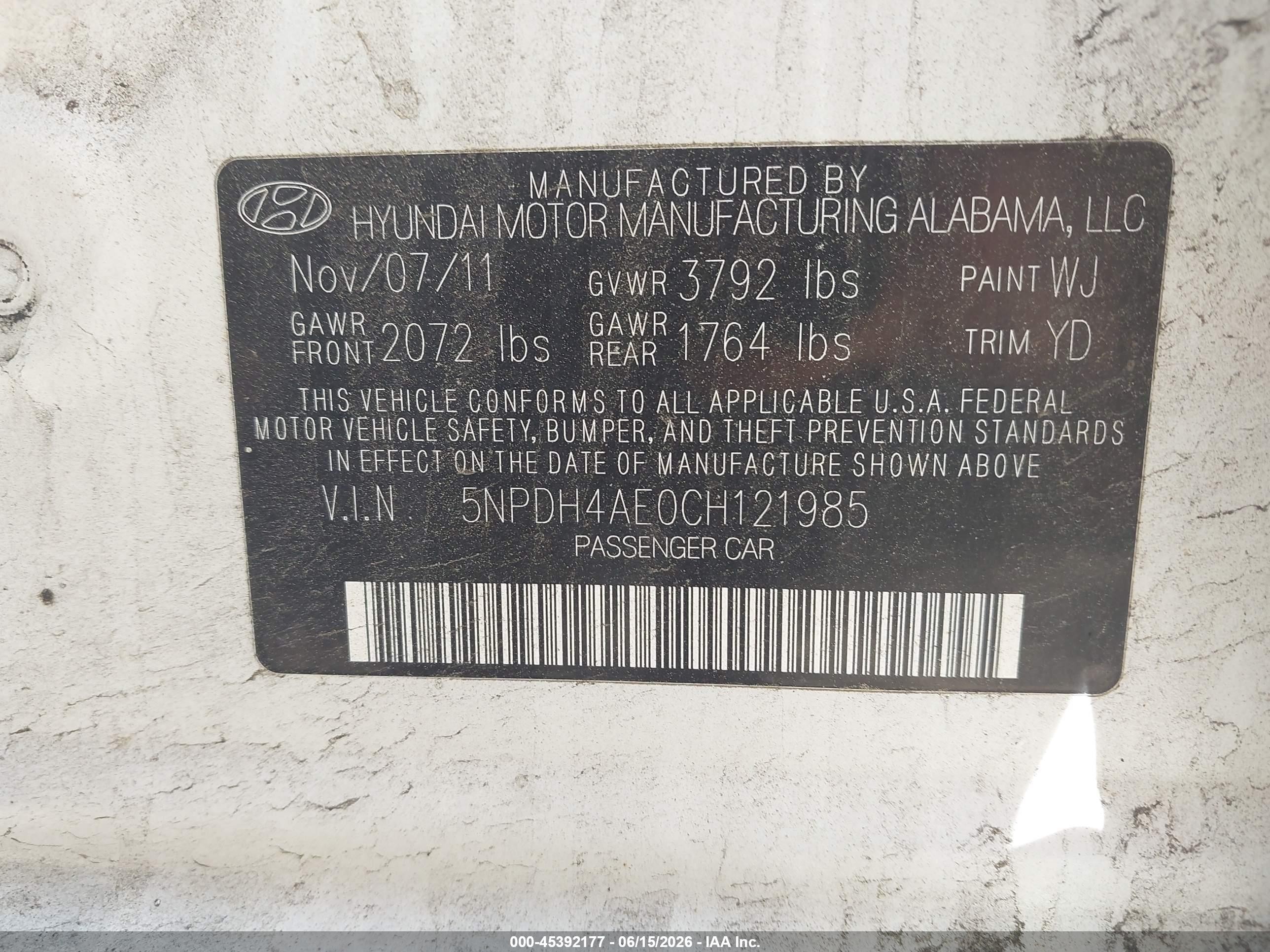 2012 Hyundai Elantra Limited White vin: 5NPDH4AE0CH121985