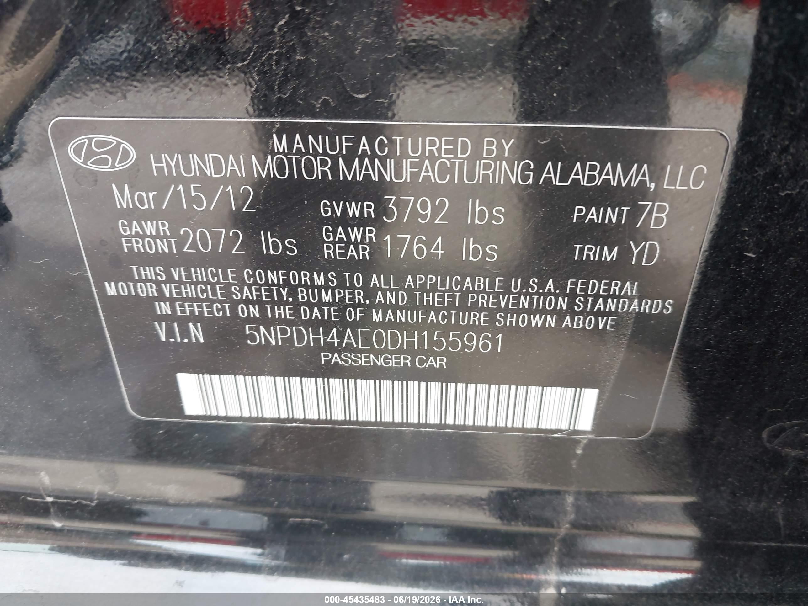 2013 Hyundai Elantra Gls Black vin: 5NPDH4AE0DH155961