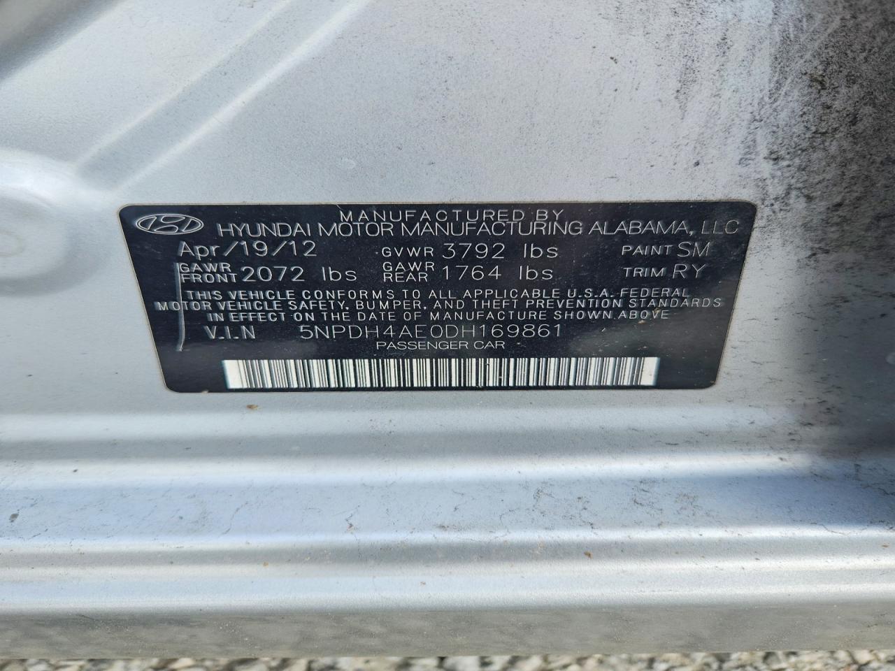 2013 Hyundai Elantra Limited Серебряный vin: 5NPDH4AE0DH169861