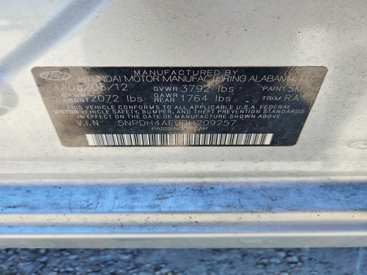 2013 Hyundai Elantra Limited Silver vin: 5NPDH4AE0DH209257